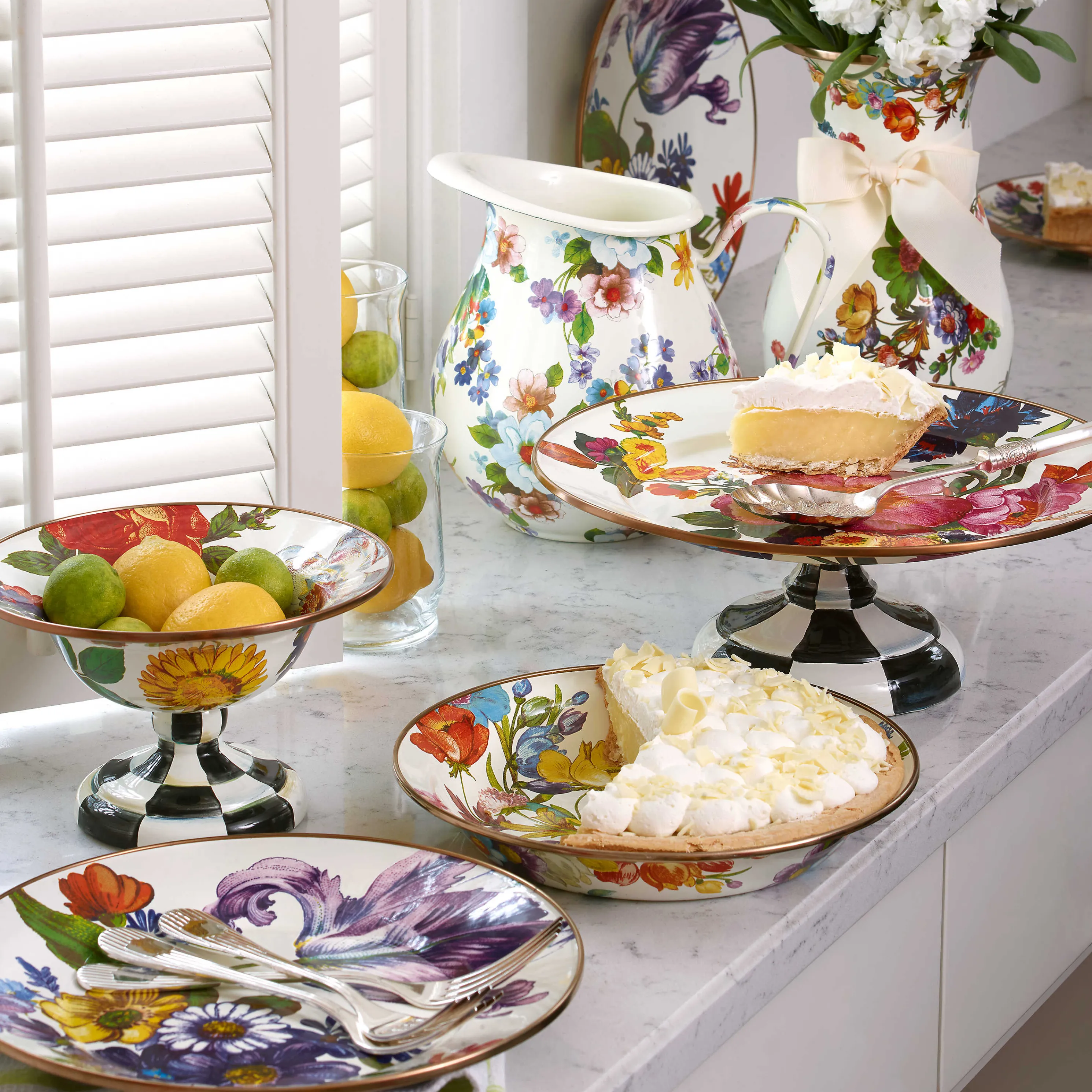 Flower Market Dinner Plate - White