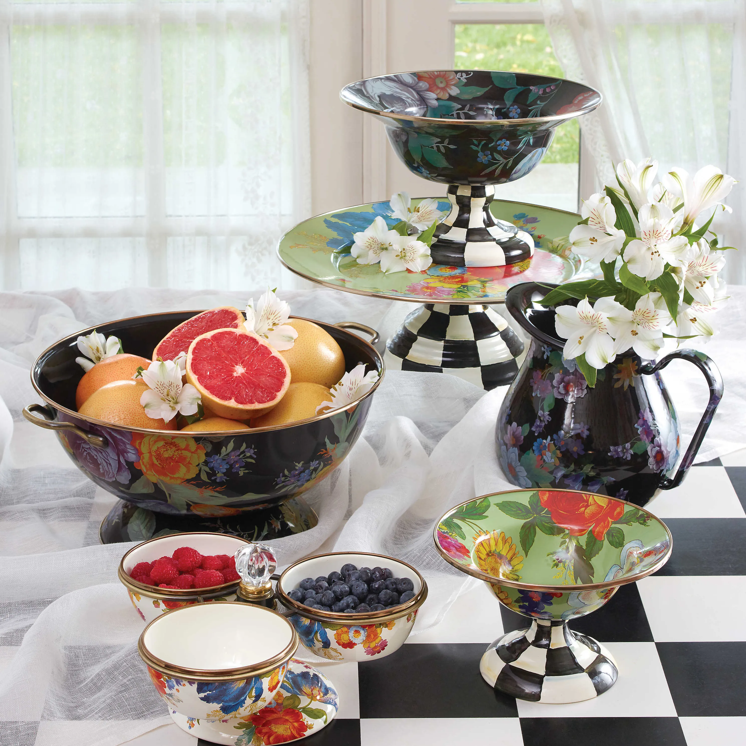 Flower Market Large Compote - Black