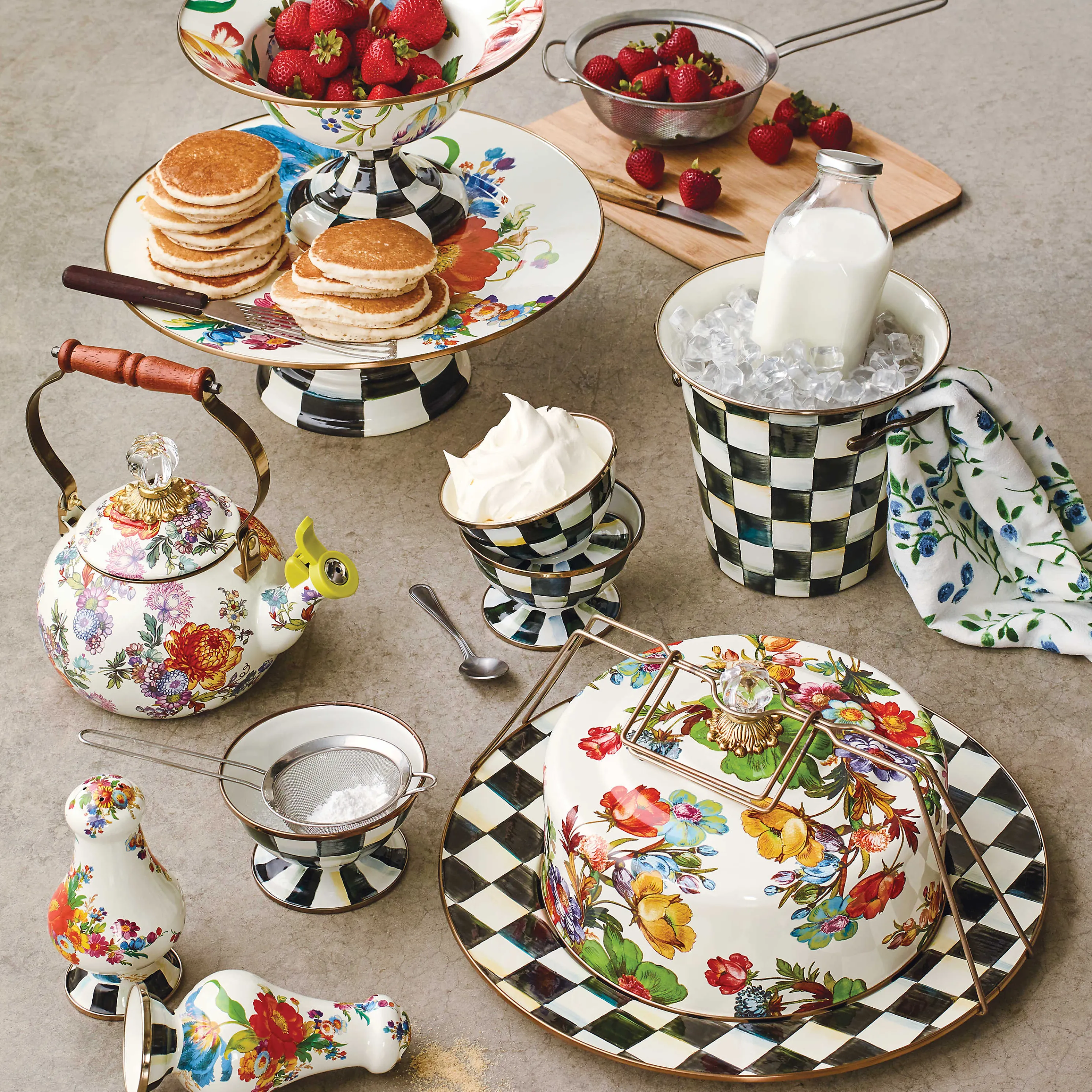 Flower Market Large Salt & Pepper Shakers - White