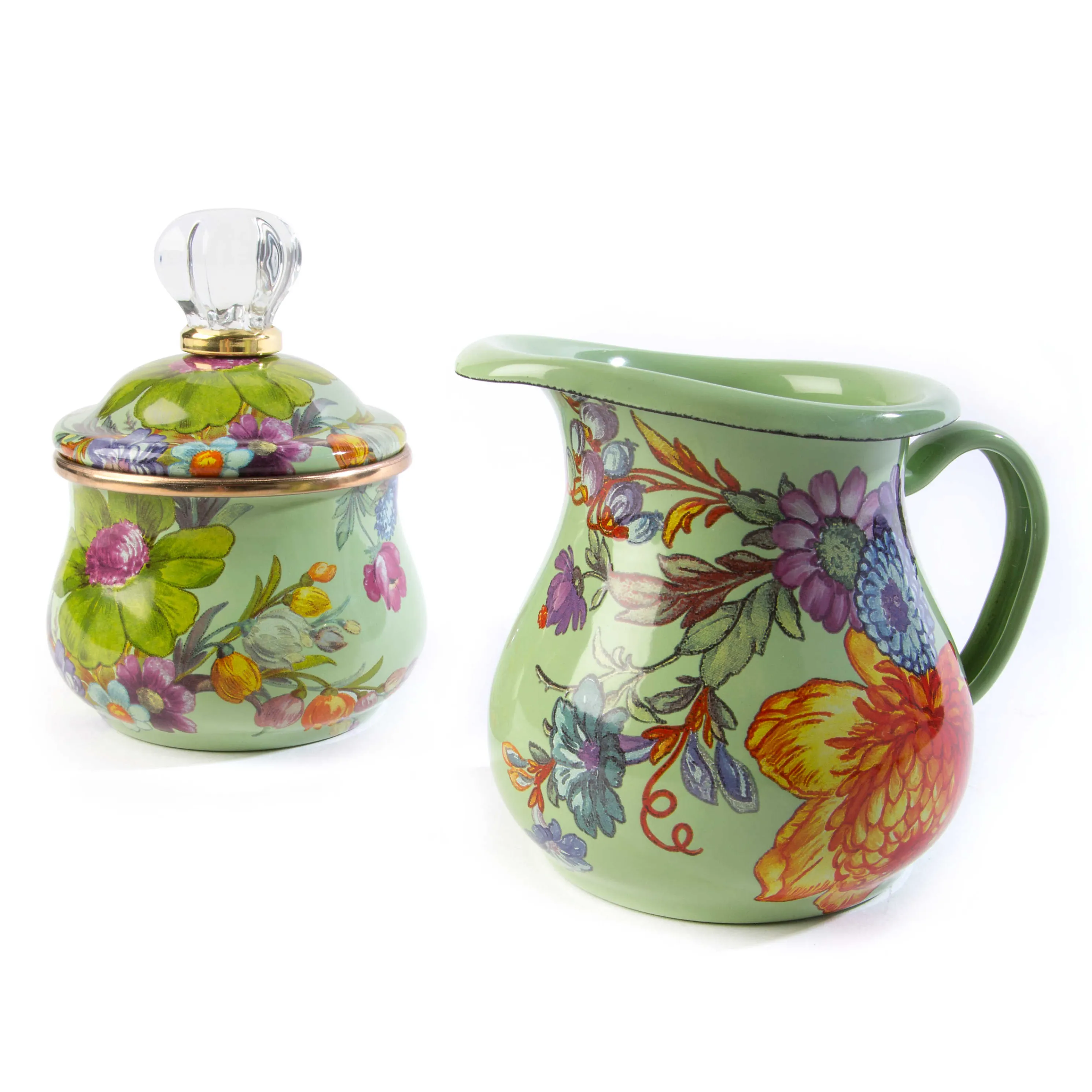 Flower Market Lidded Sugar Bowl - Green