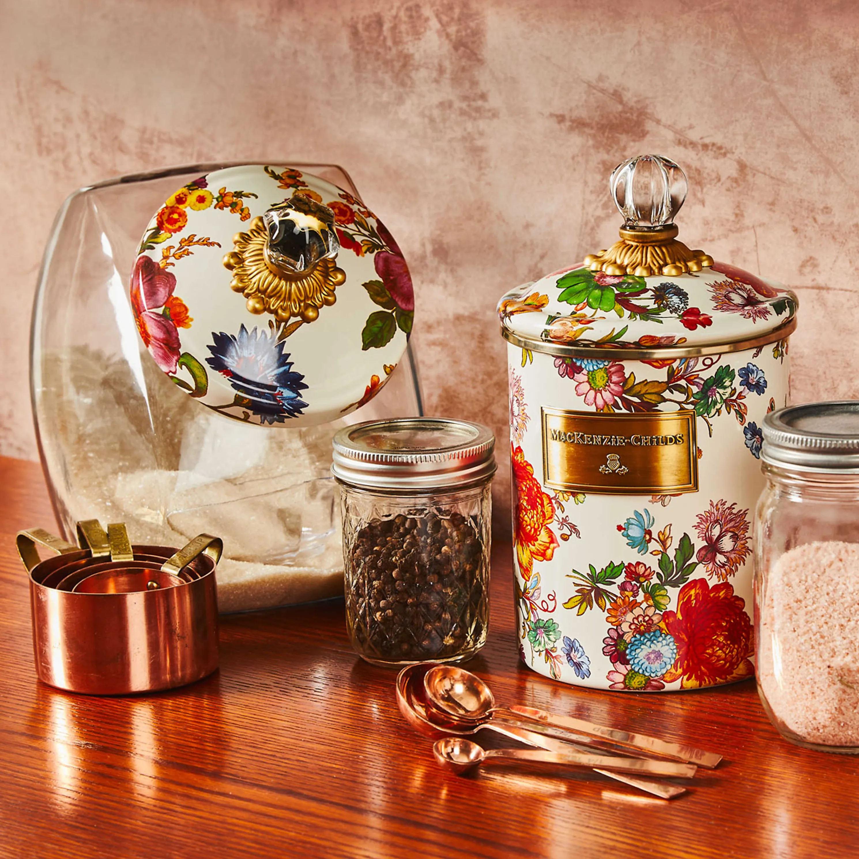 Flower Market Medium Canister - White