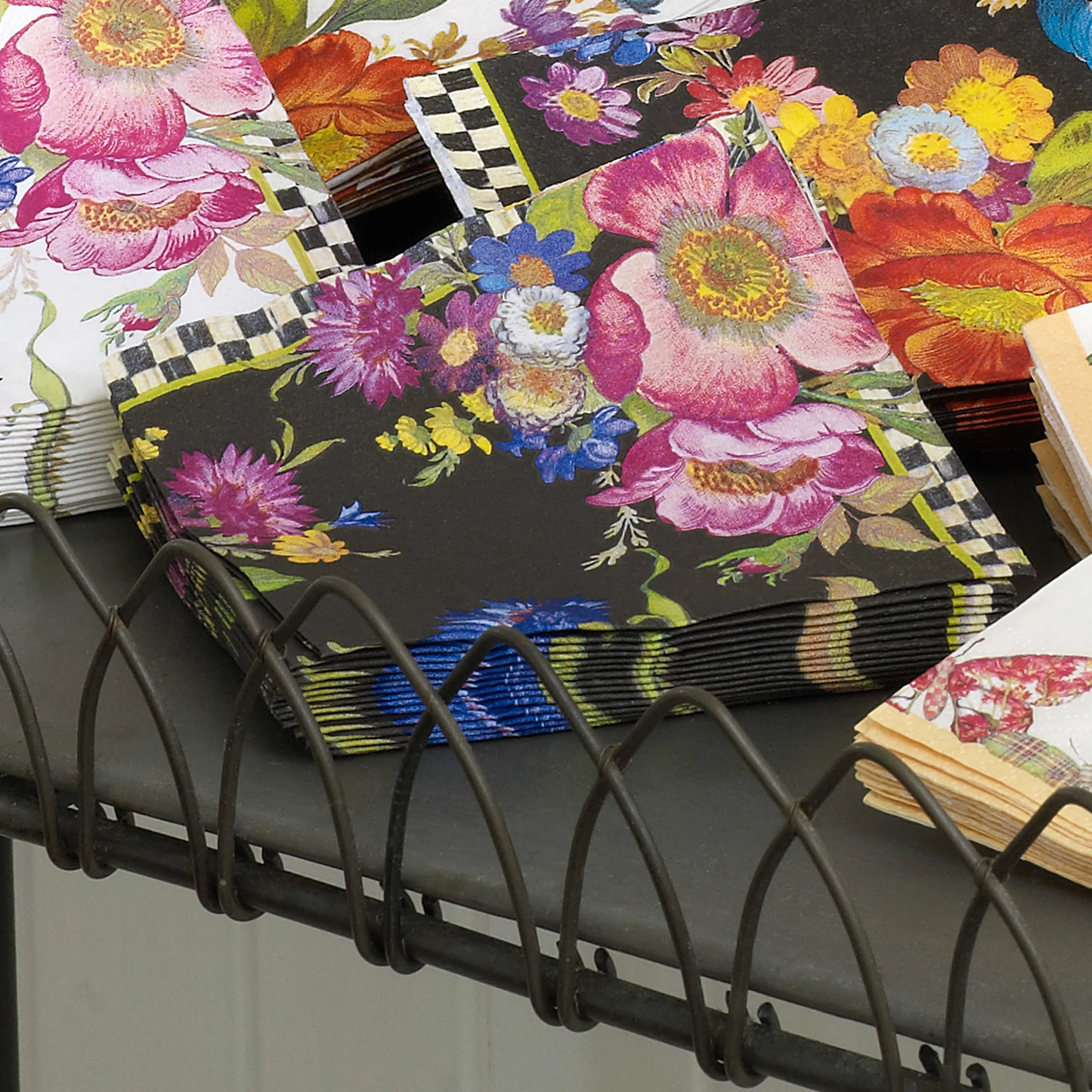 Flower Market Paper Napkins - Cocktail - Black