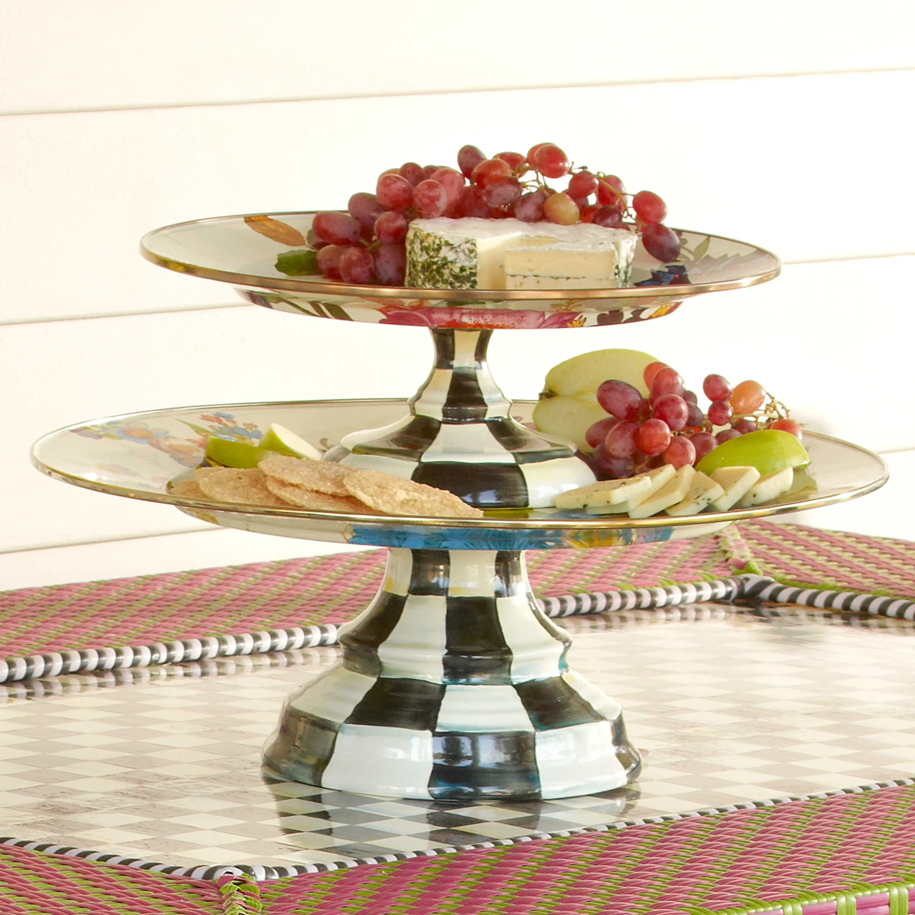 Flower Market Pedestal Platter - White