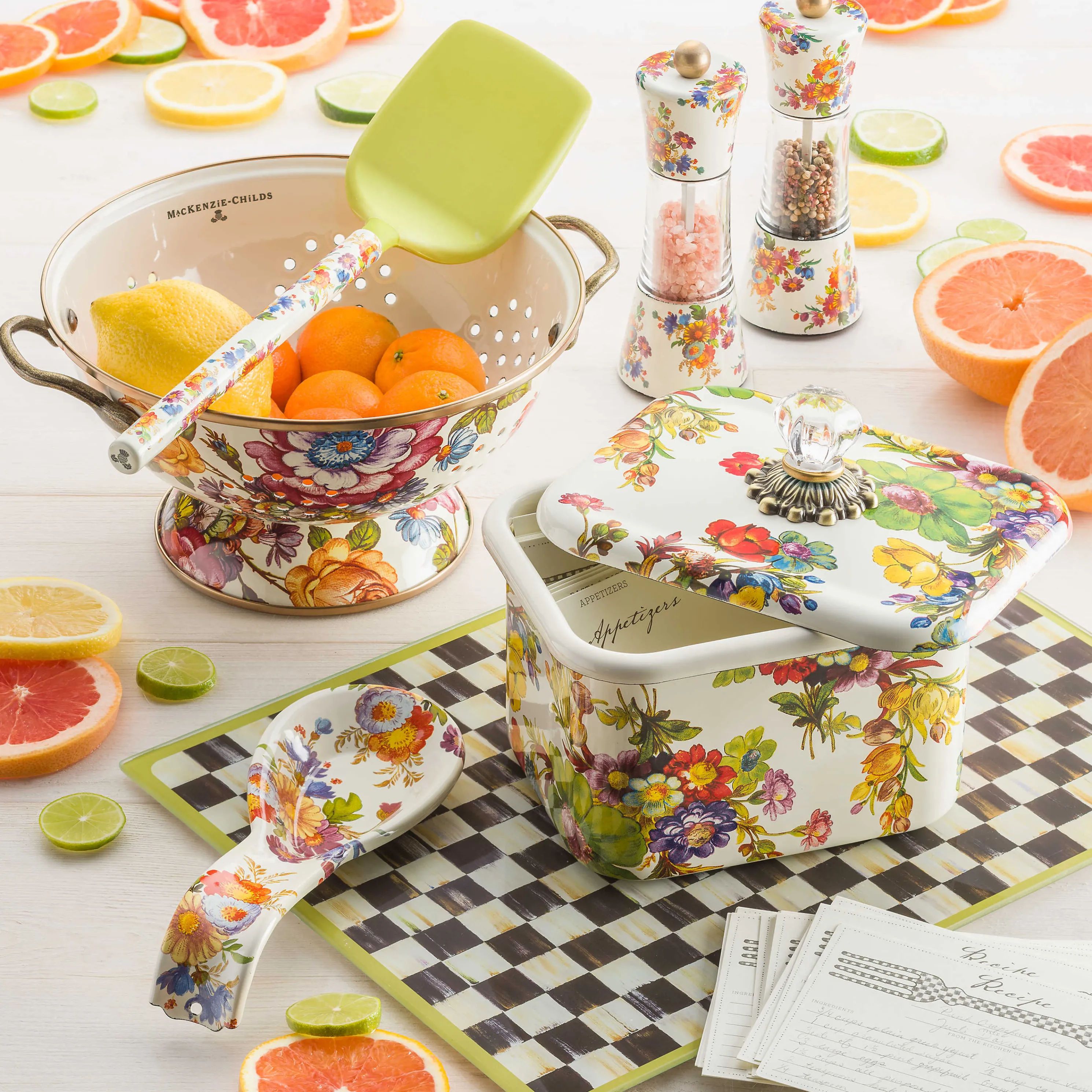 Flower Market Recipe Box - White