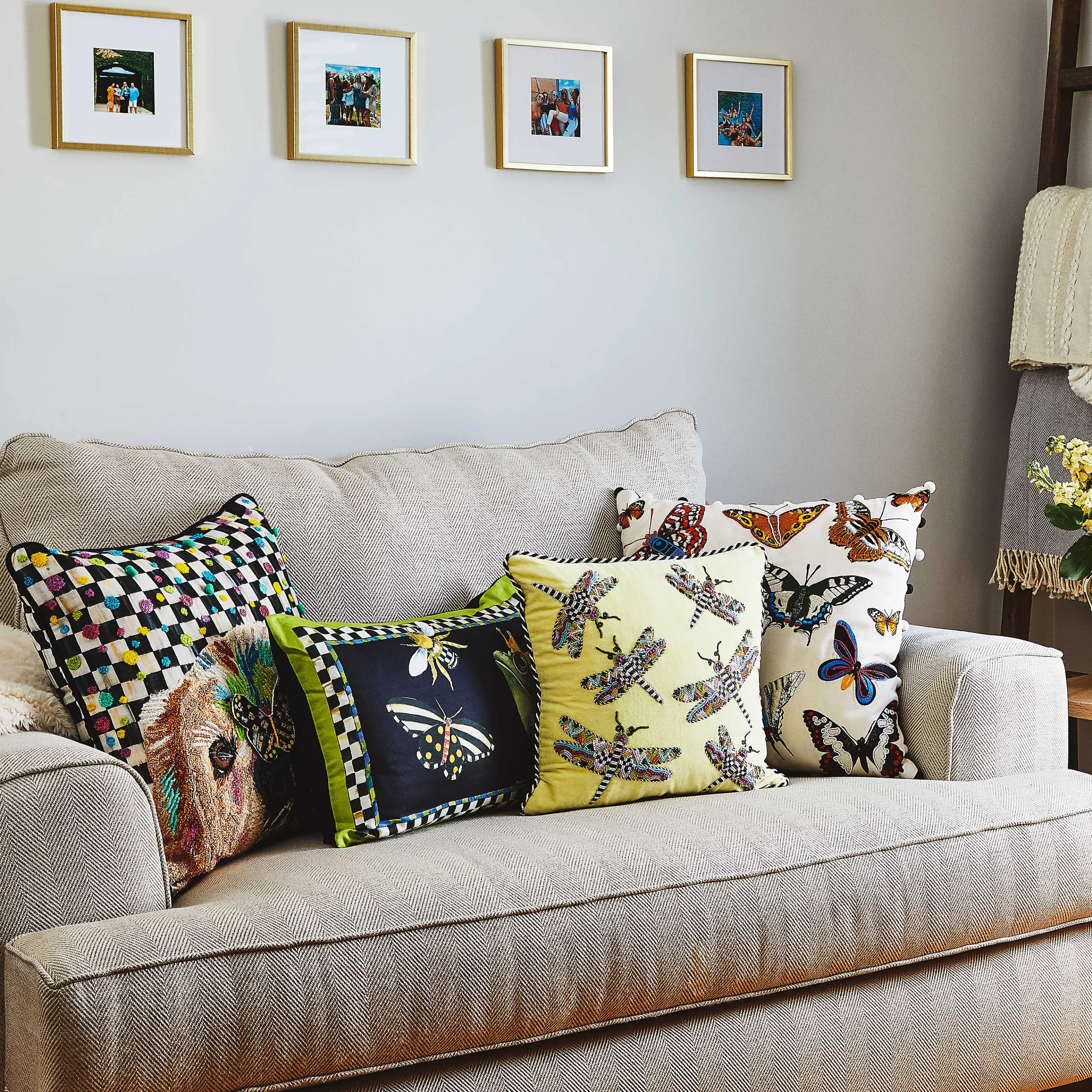 Frog And Bee Lumbar Pillow