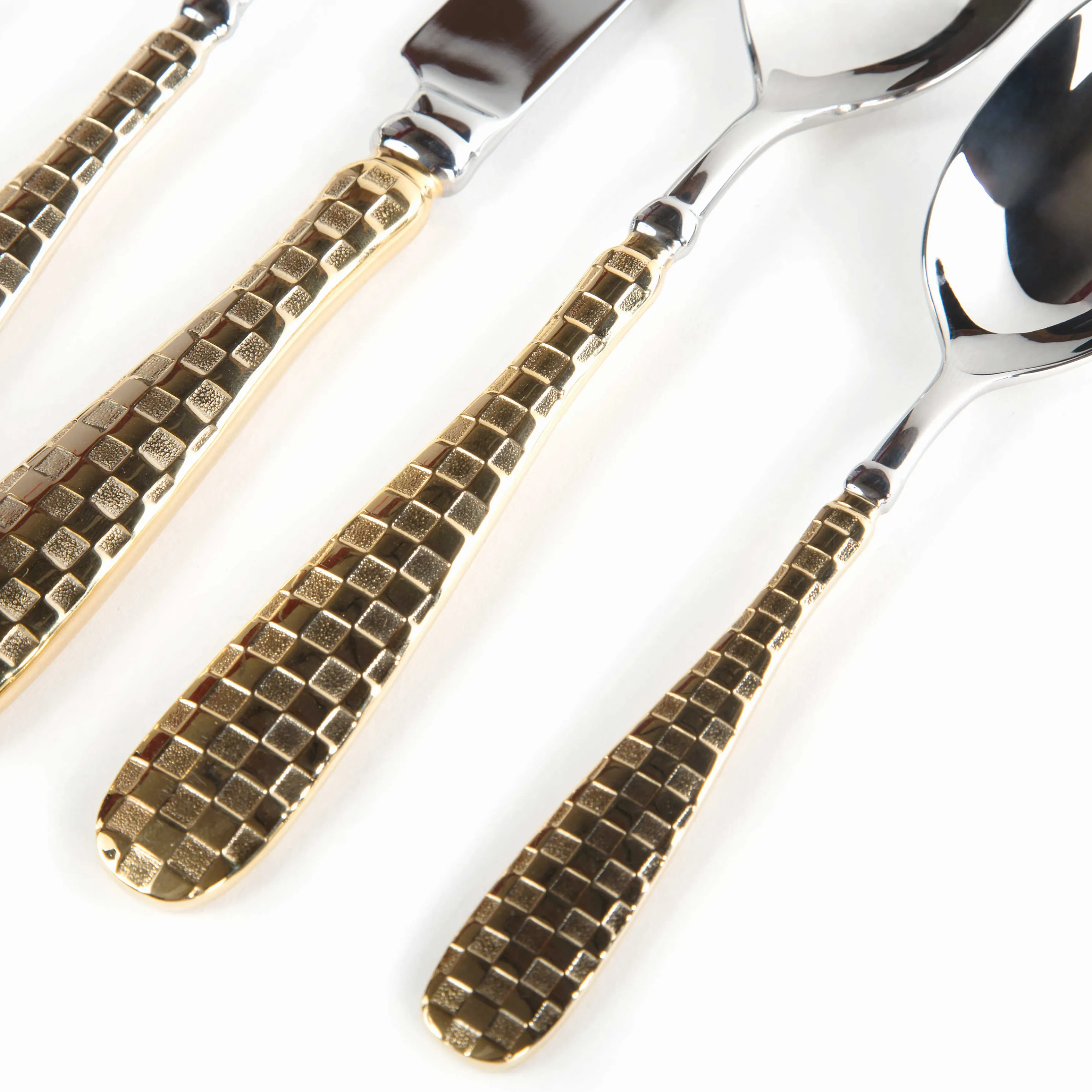 Gold Check Flatware - 5-Piece Place Setting