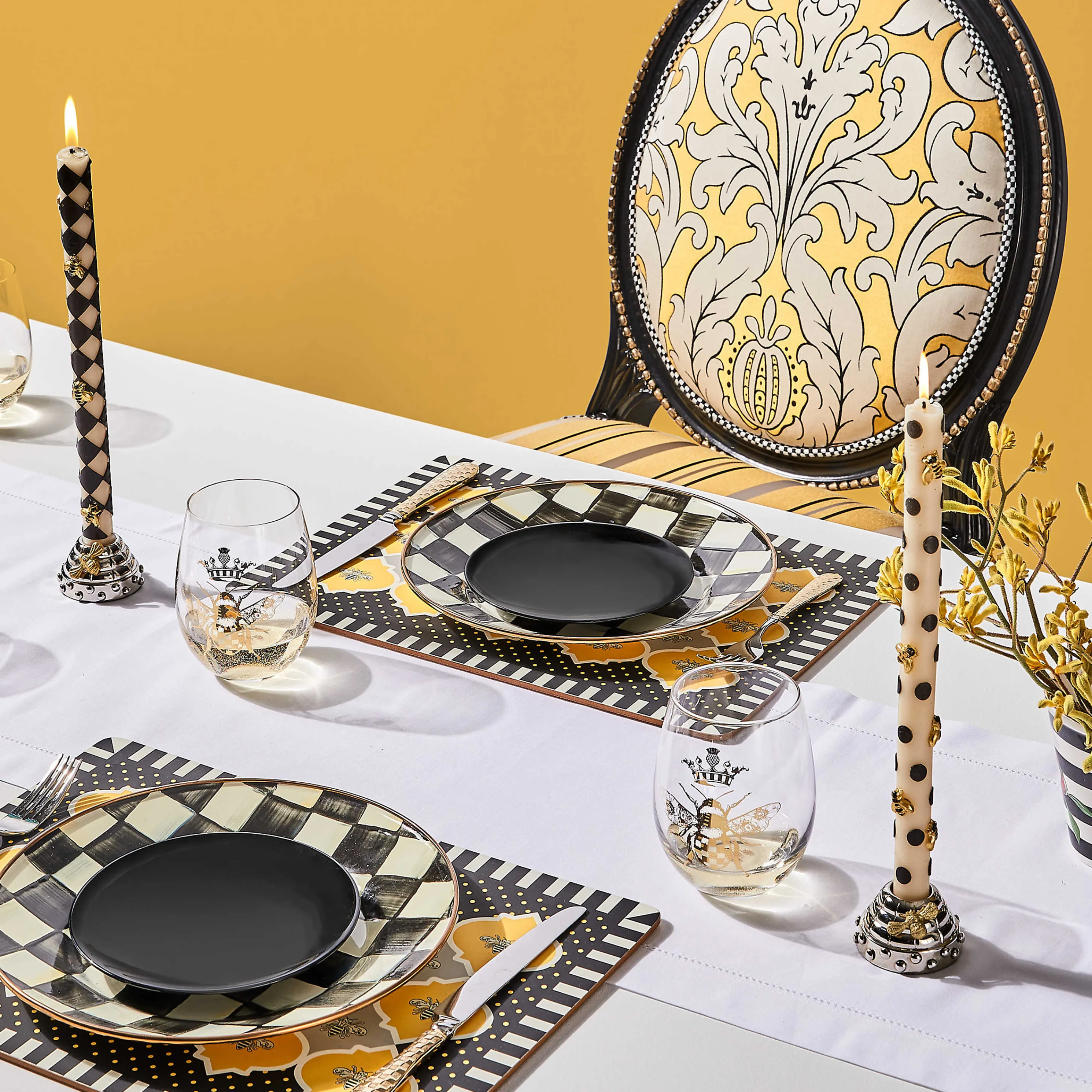 Gold Check Flatware - 5-Piece Place Setting