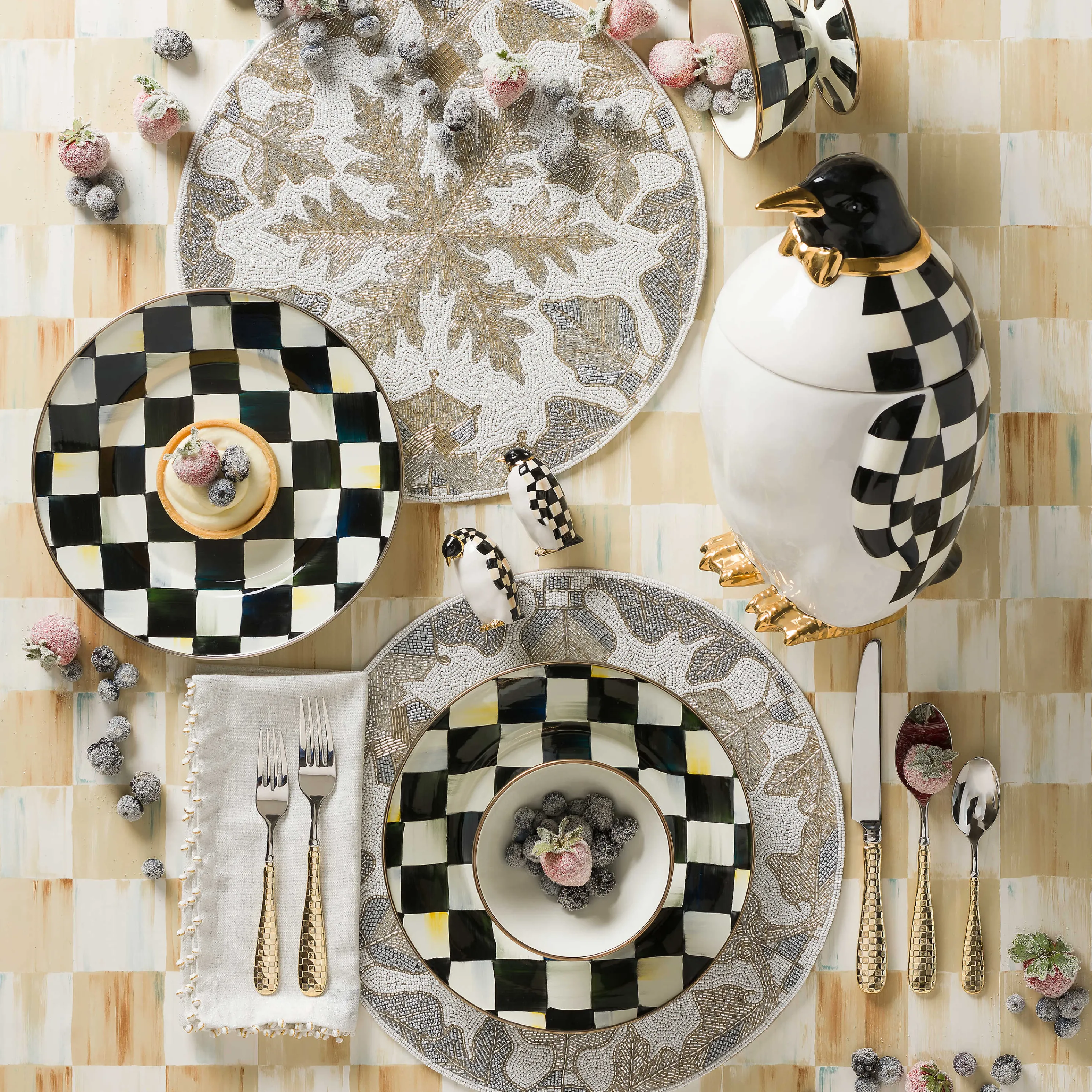 Gold Check Flatware - 5-Piece Place Setting