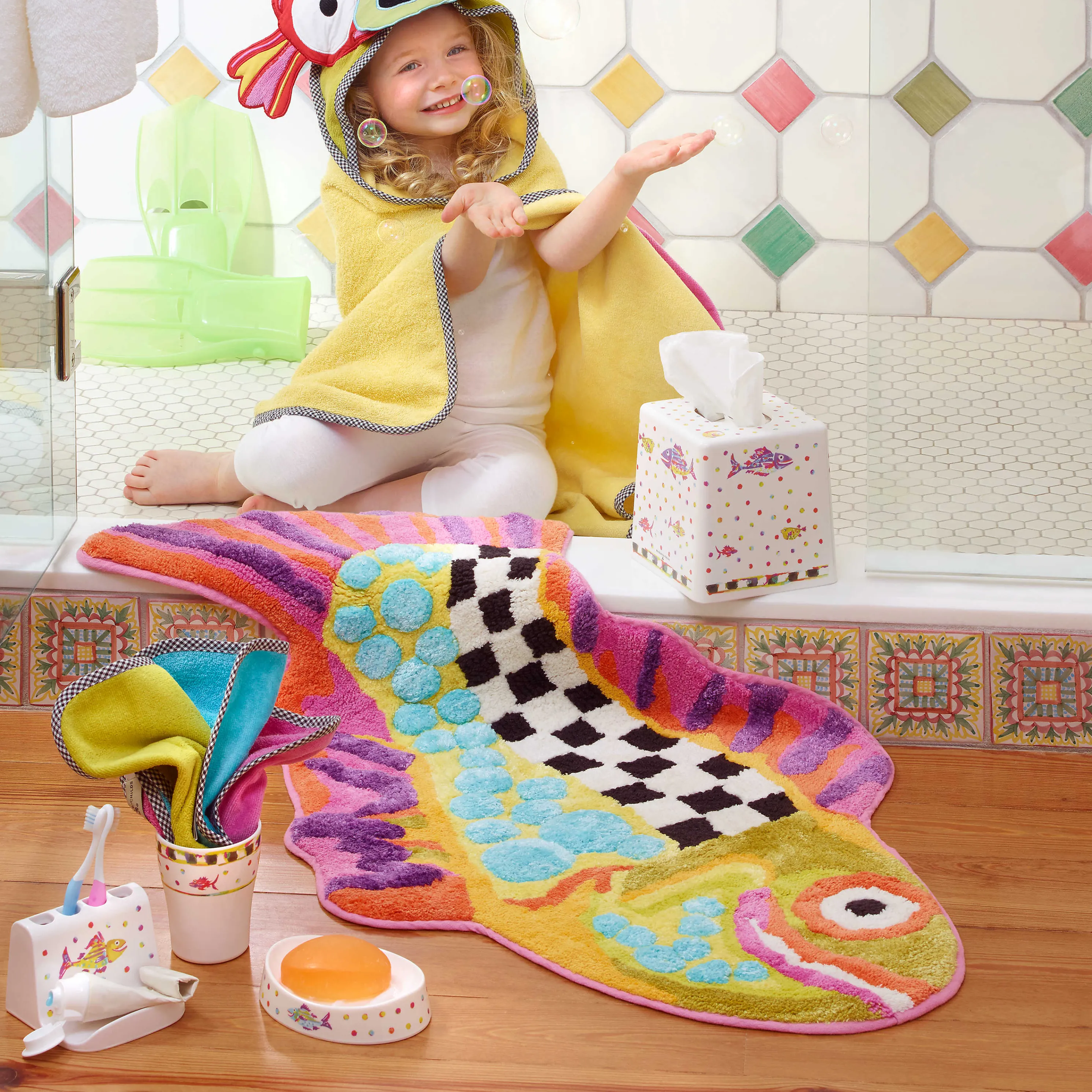 Happy Fish Bath Rug