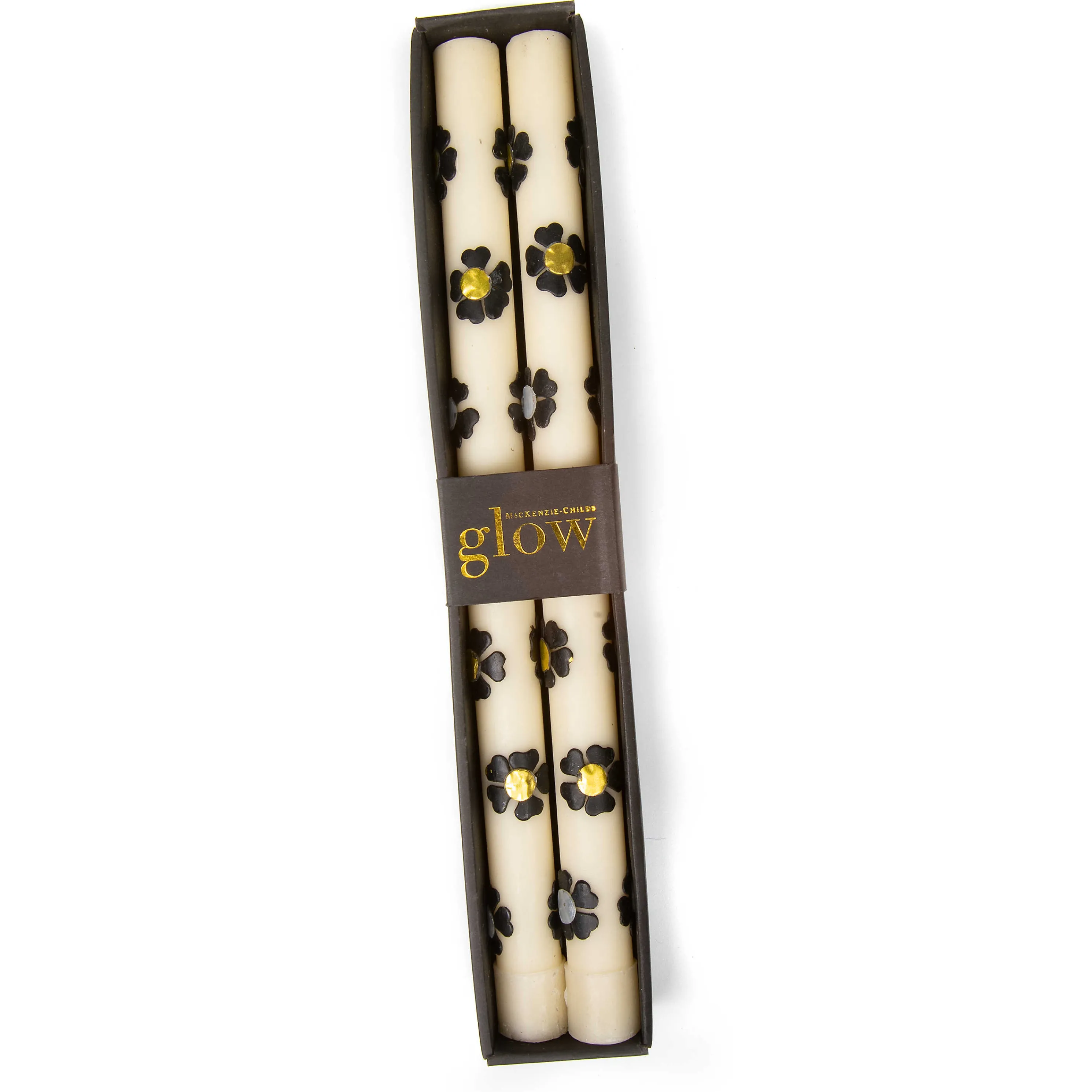 Mod Flower Dinner Candles – Silver & Gold – Set Of 2