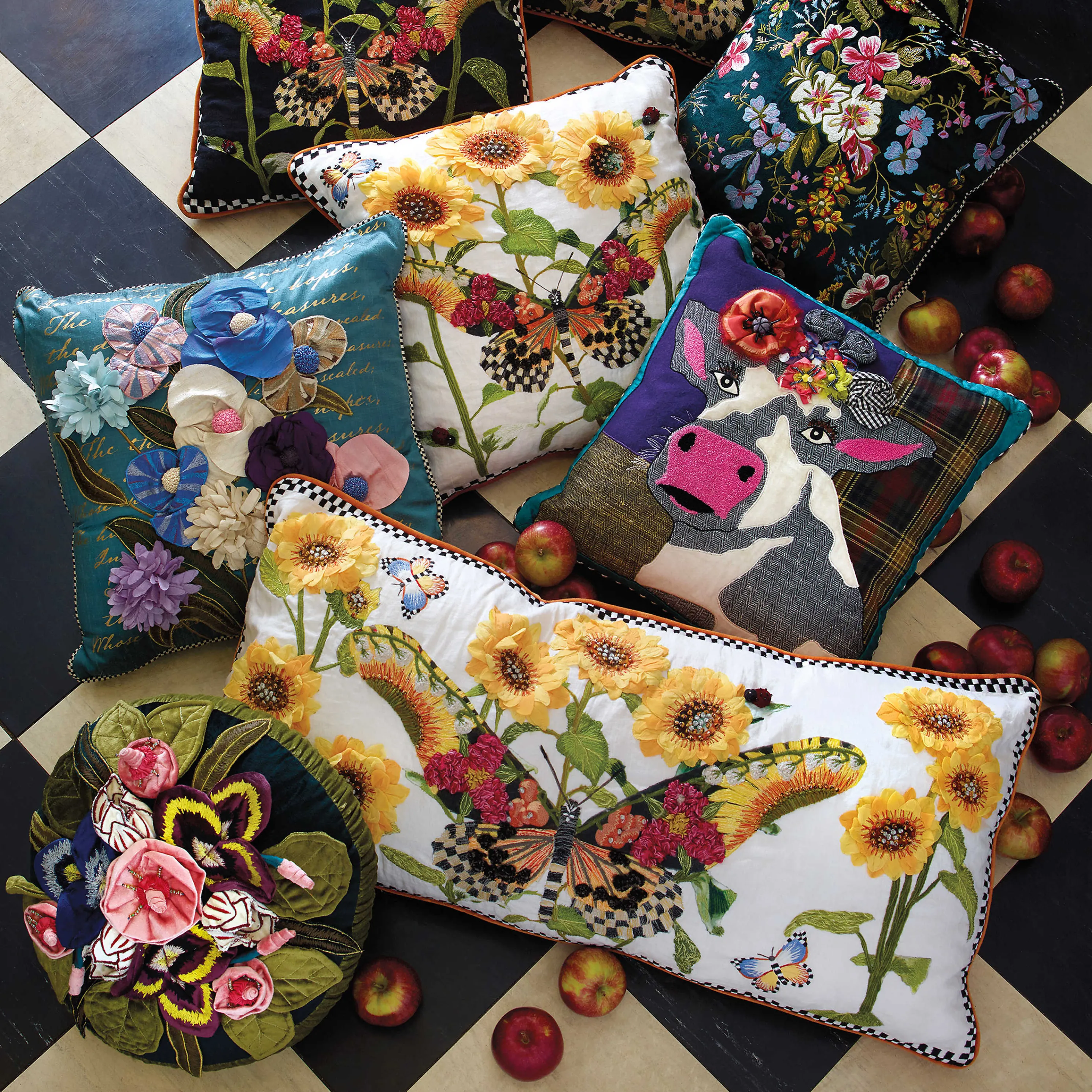 Monarch Butterfly Lumbar Pillow - White