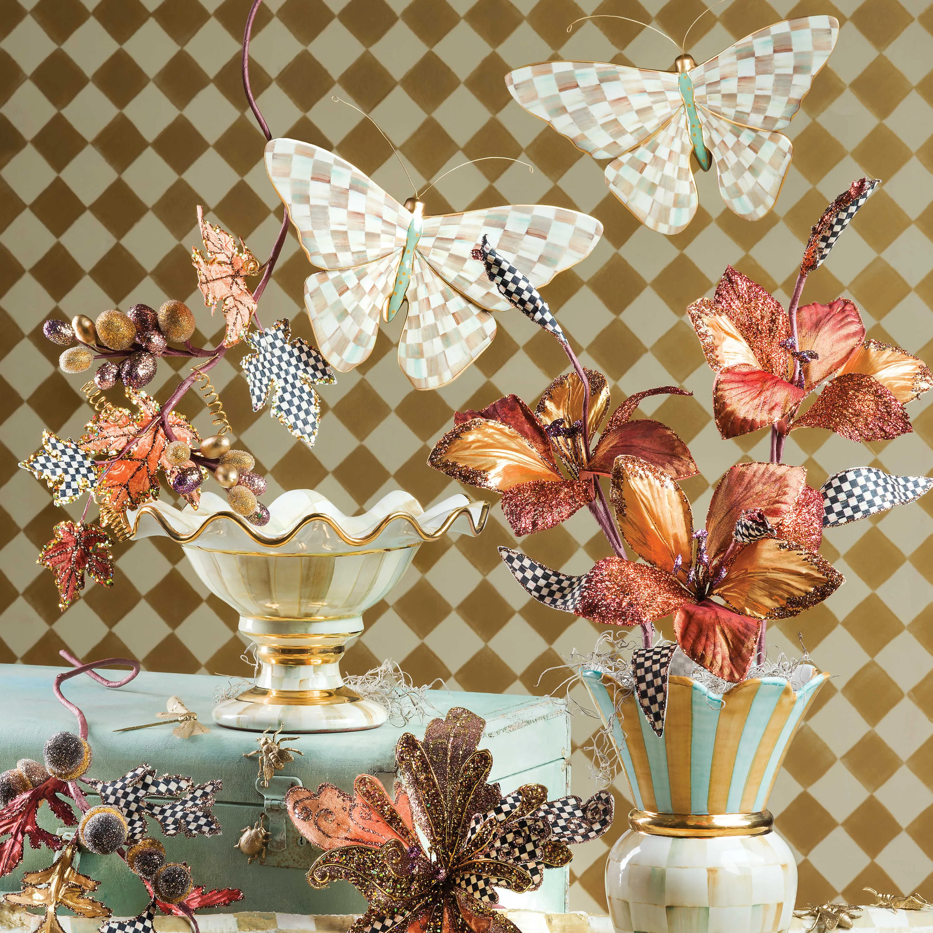 Parchment Check Butterfly Wall Decor