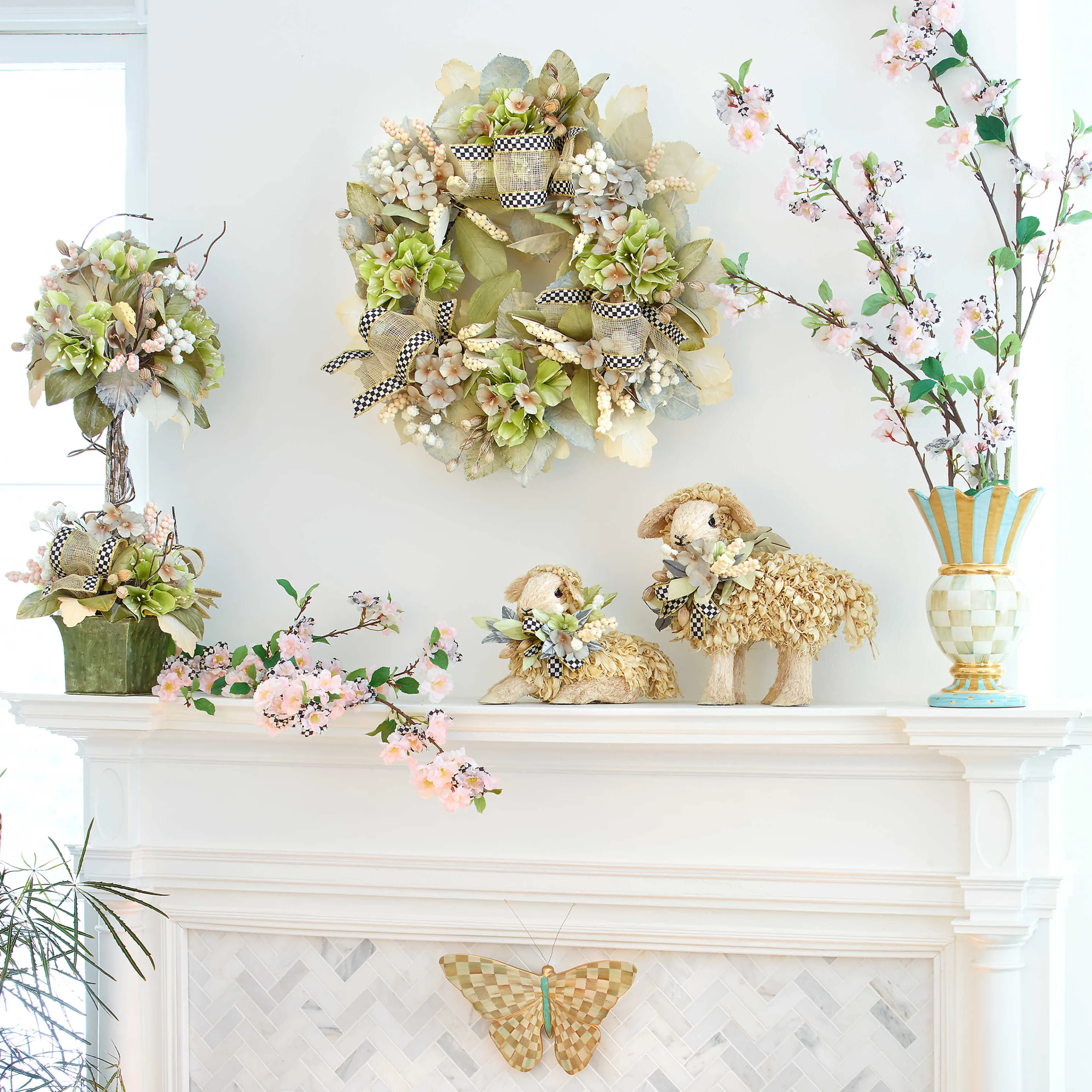 Parchment Check Butterfly Wall Decor