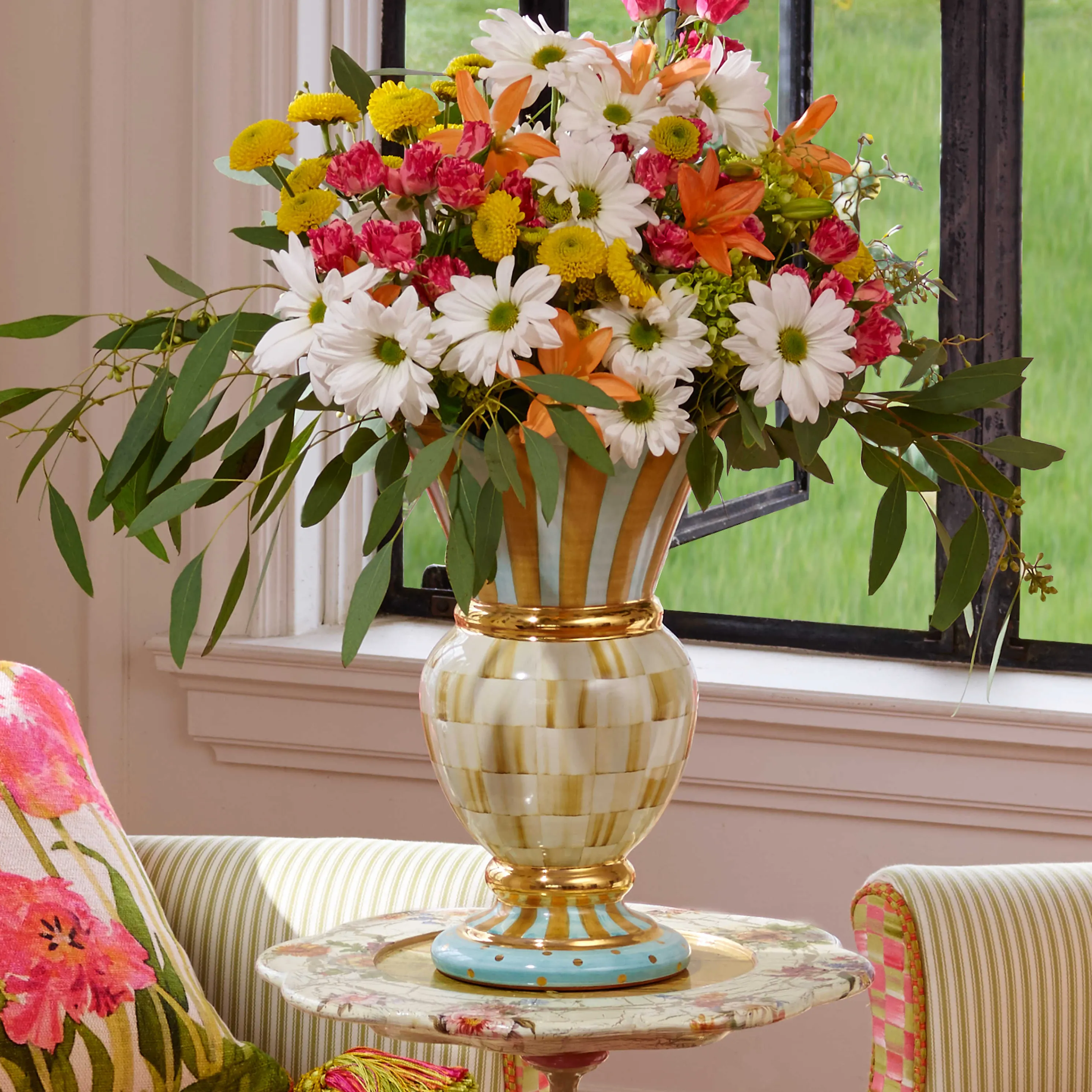 Parchment Check Great Vase