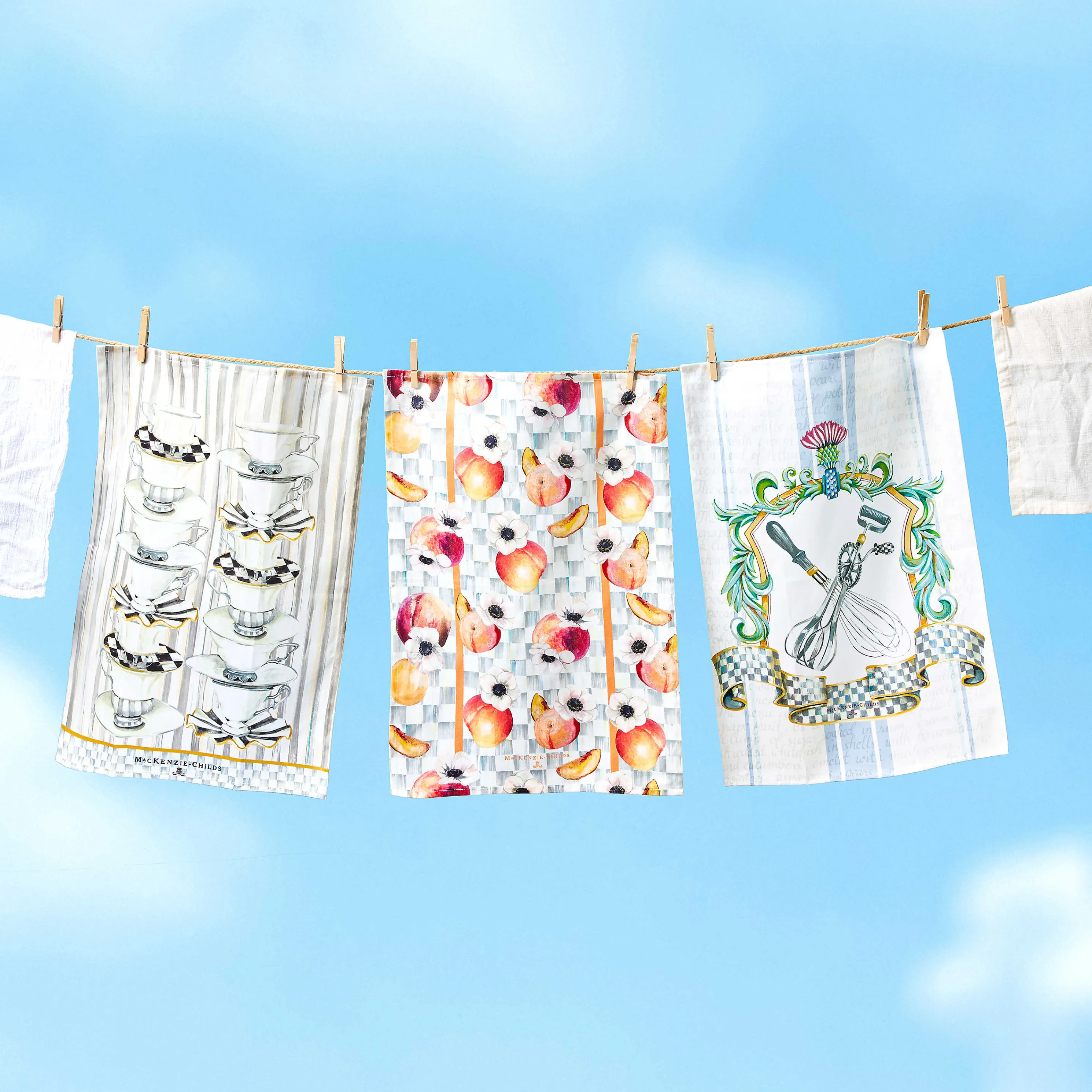 Peaches & Anemones Dish Towel