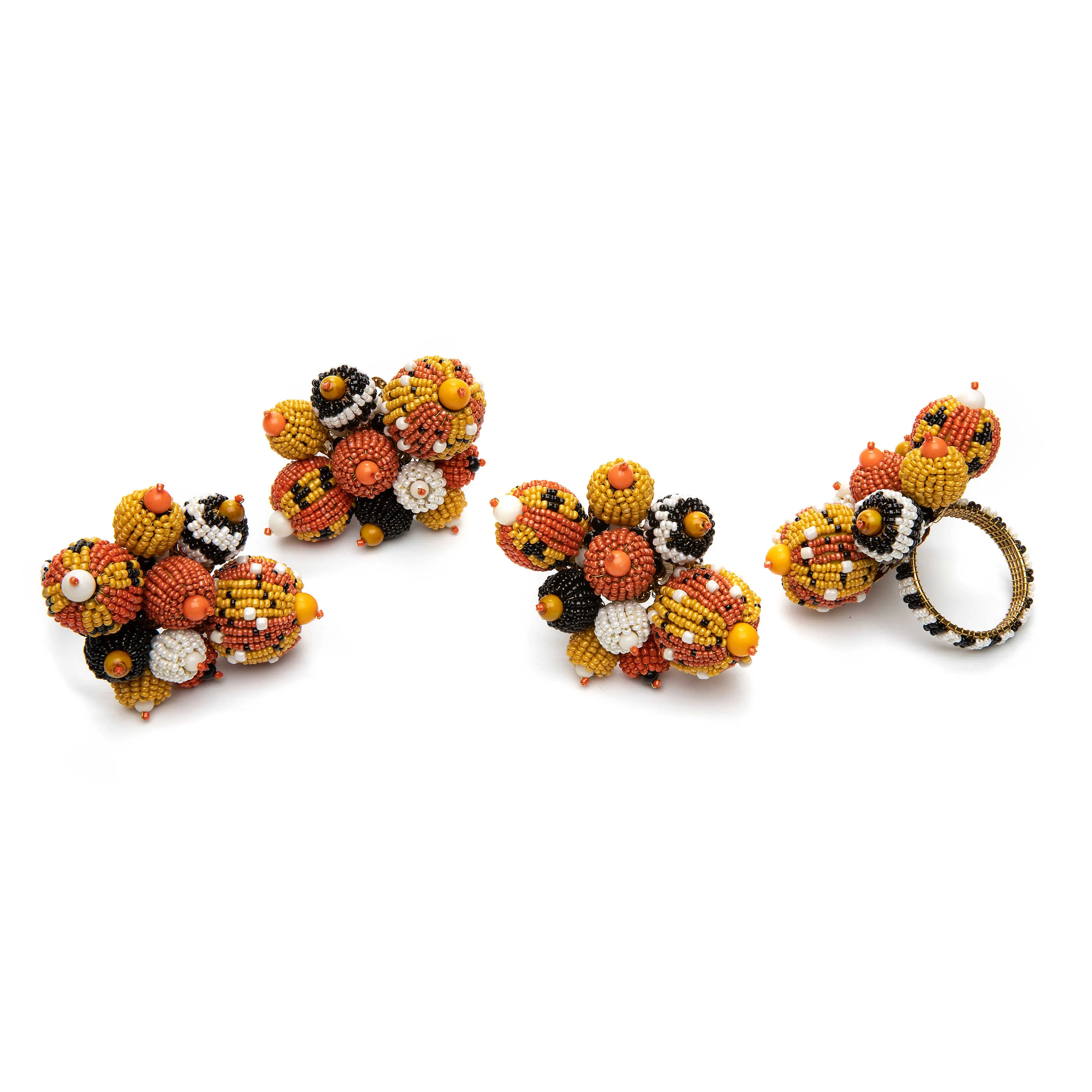Polka Pumpkin Napkin Rings - Set Of 4