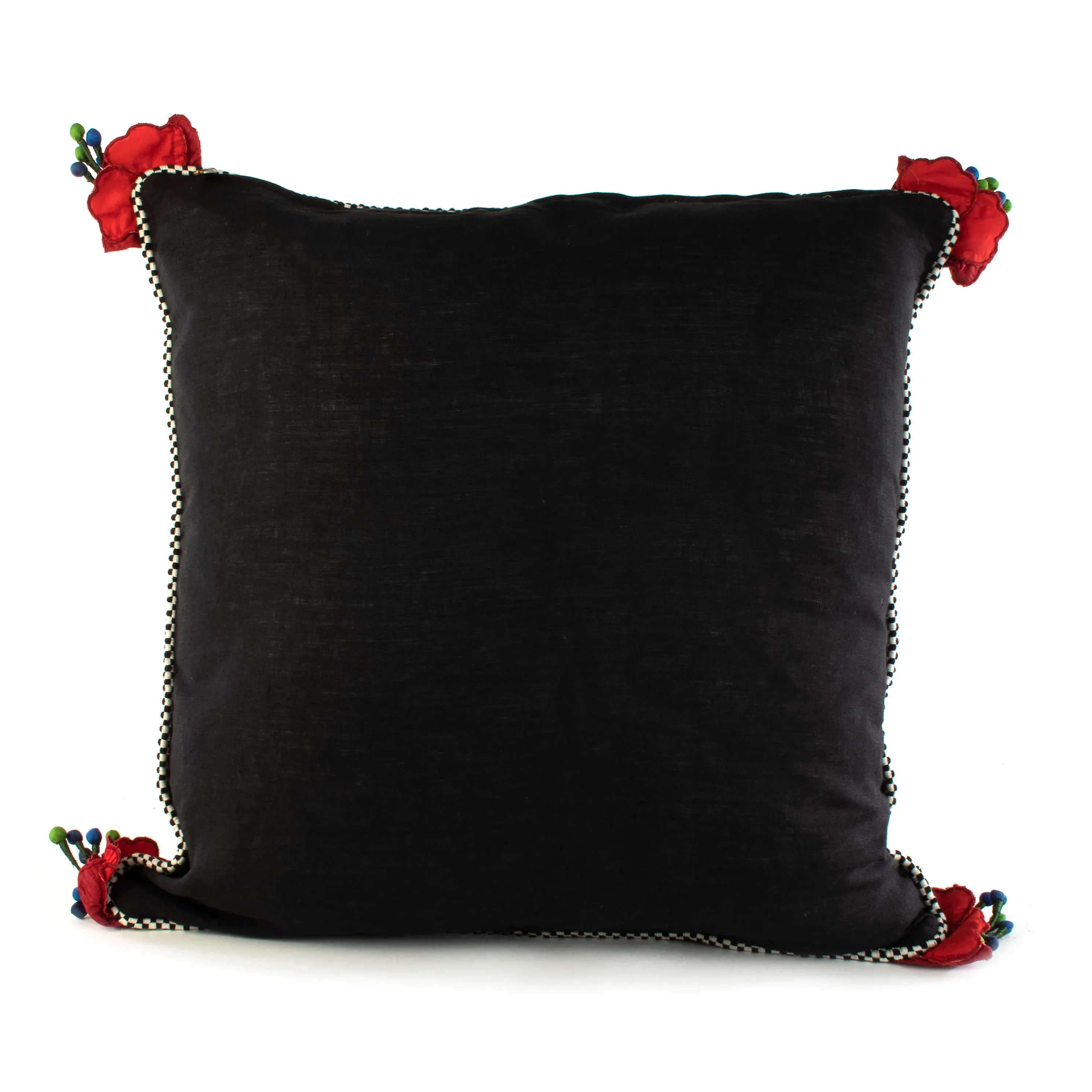 Poppy Square Pillow - Black