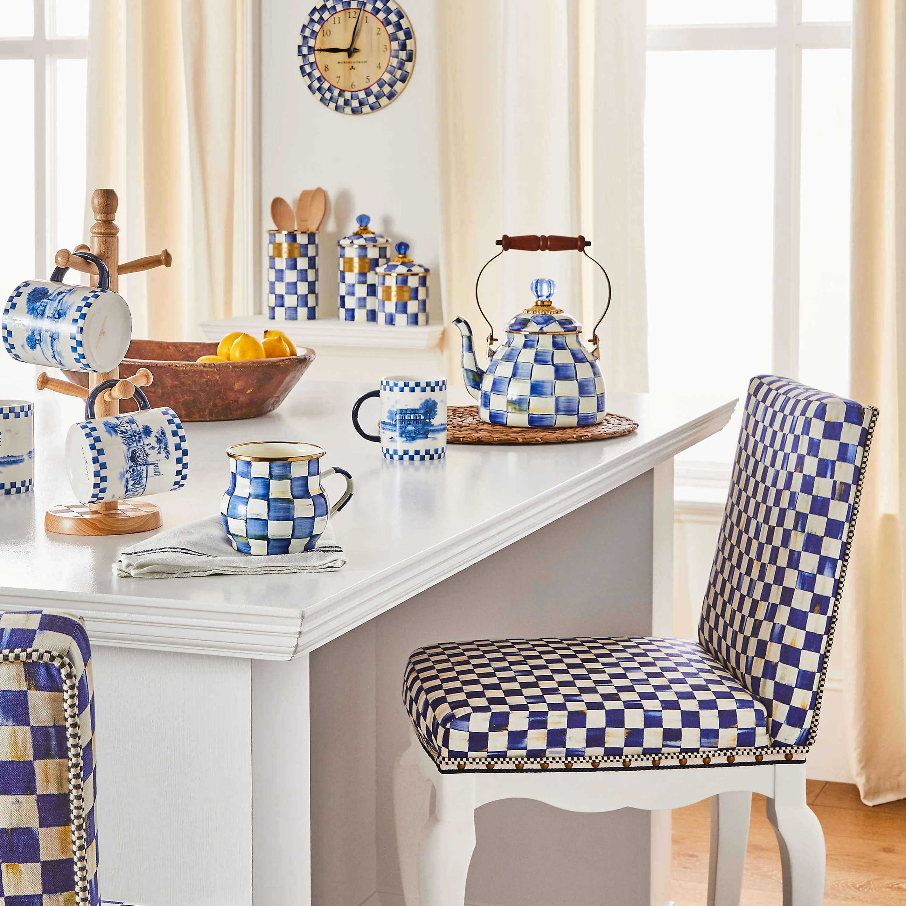 Royal Check Counter Stool With Back