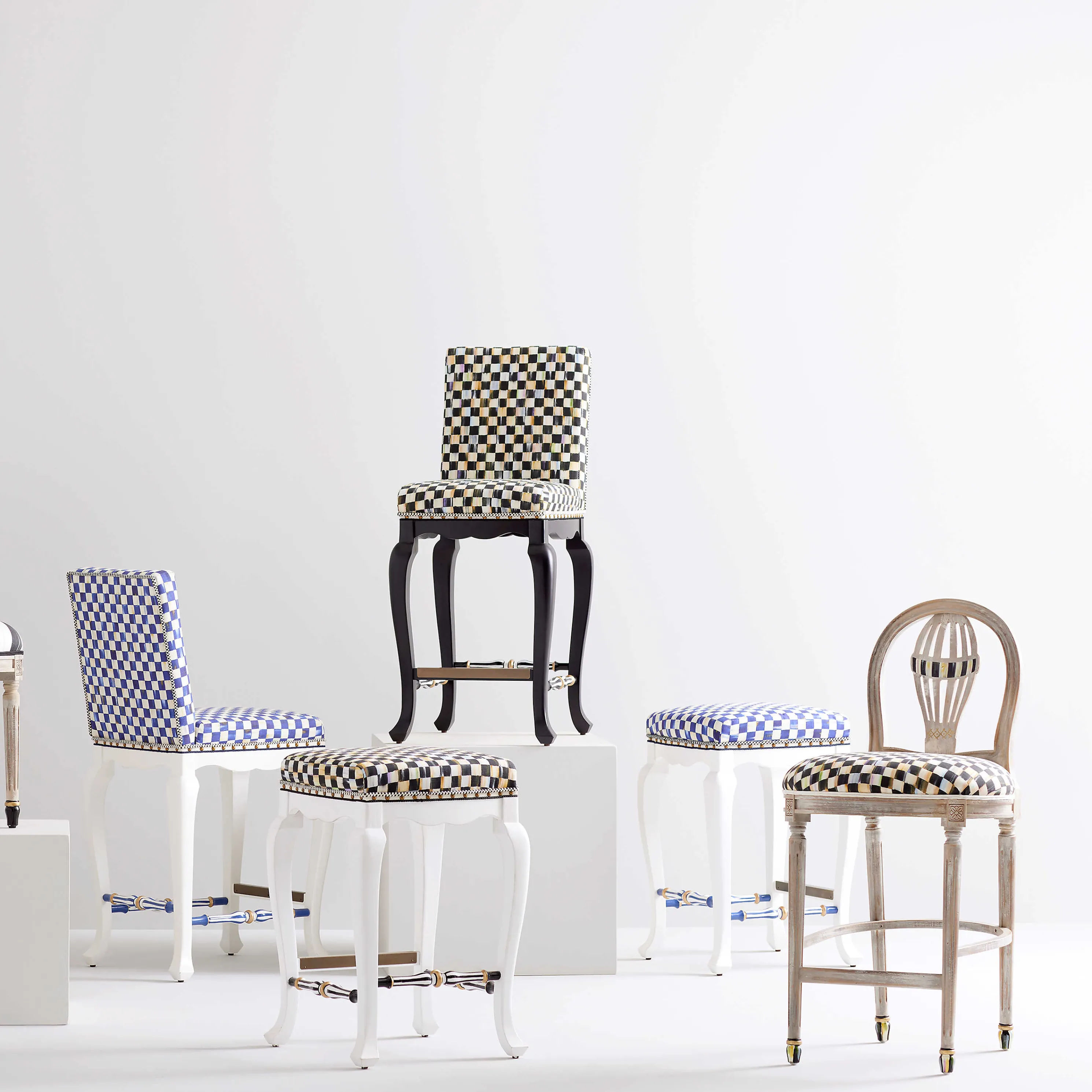 Royal Check Counter Stool