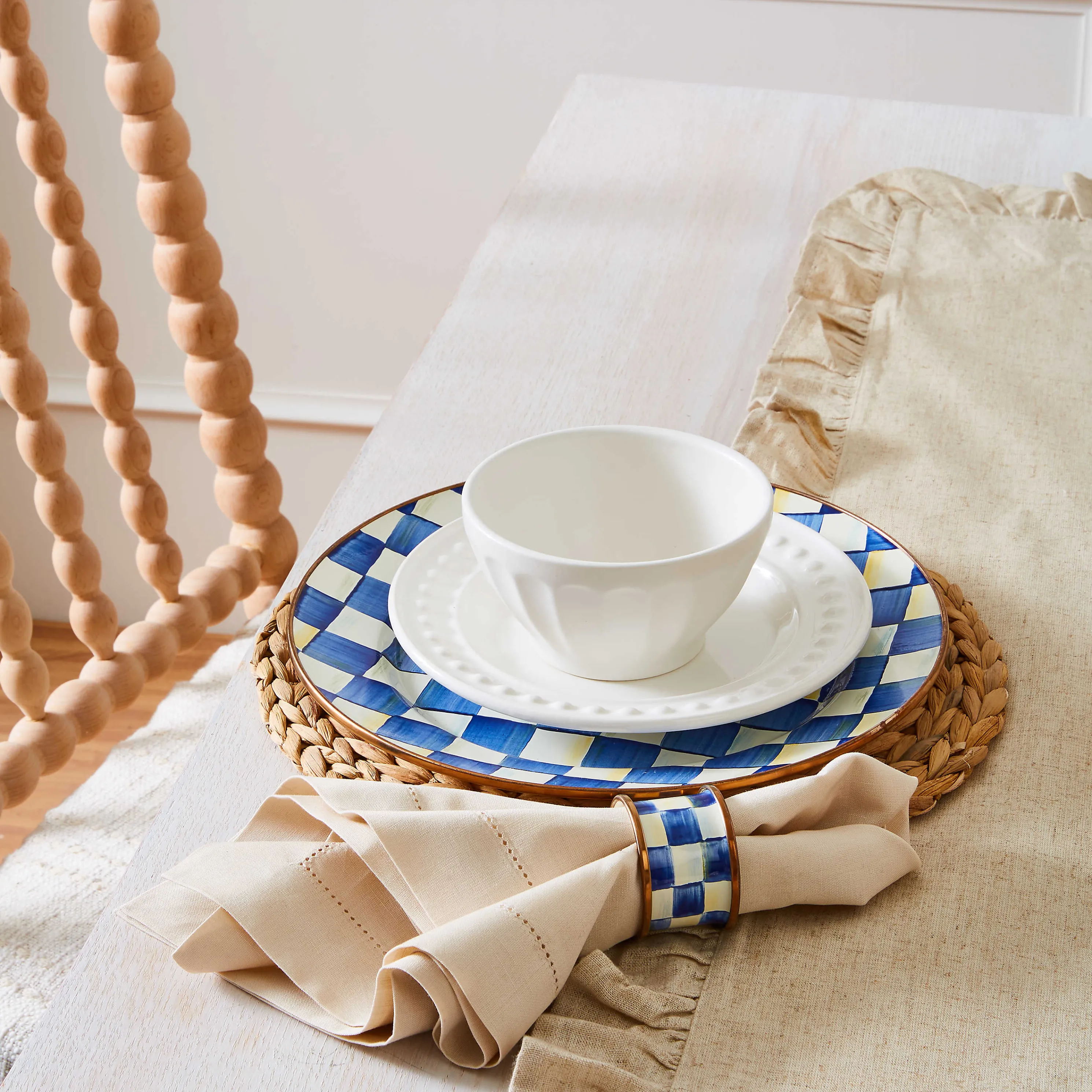 Royal Check Enamel Charger/Plate