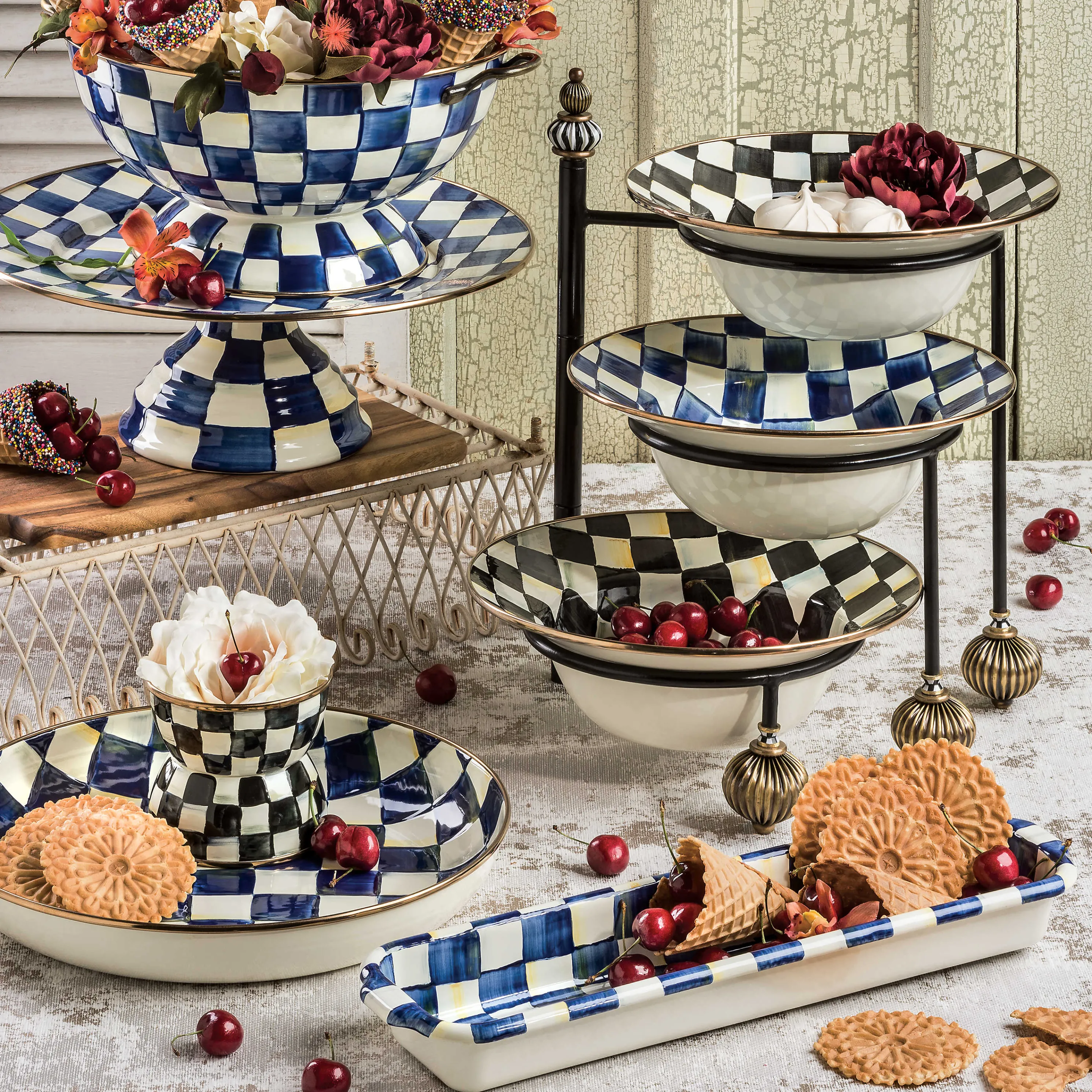 Royal Check Enamel Abundant Bowl