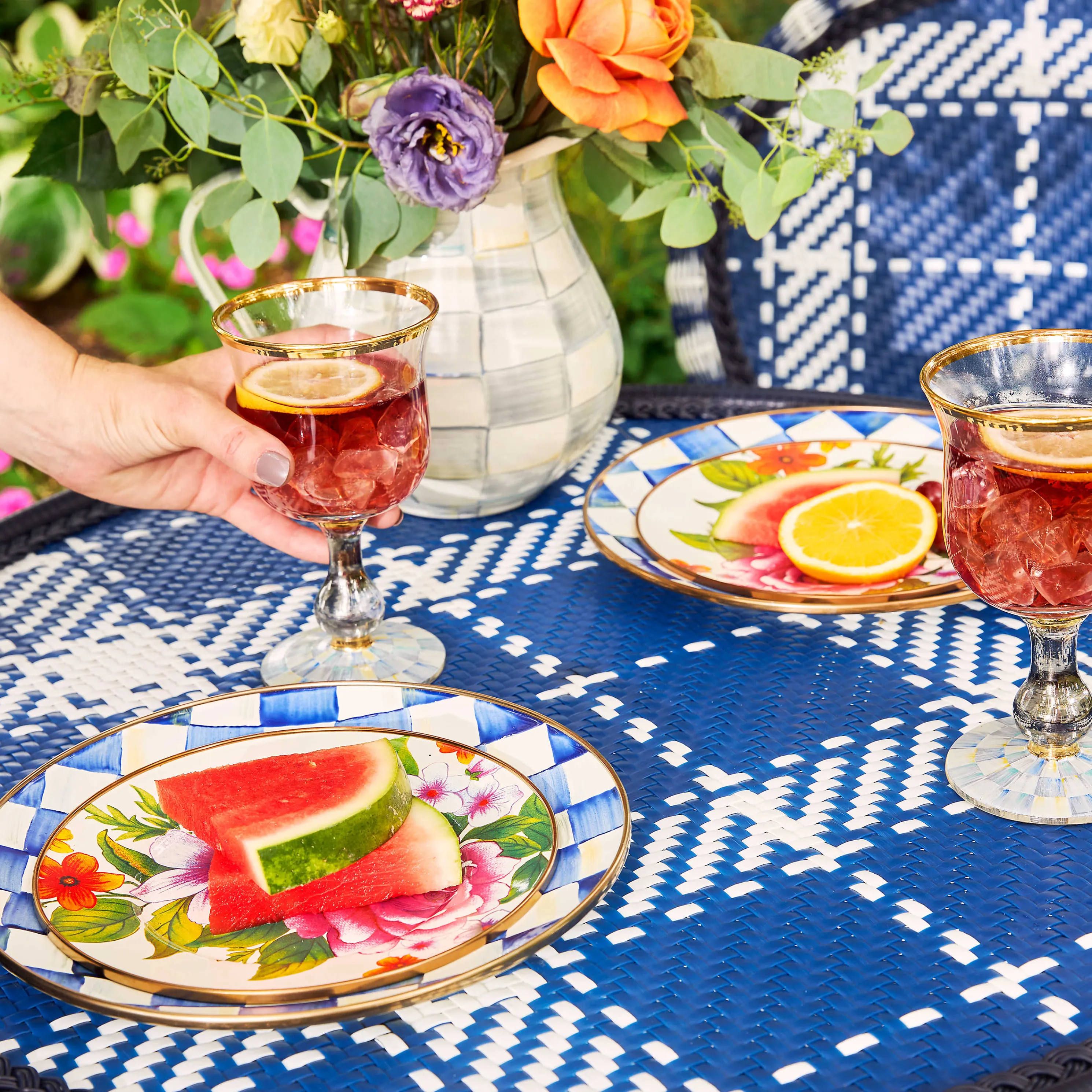 Royal Check Enamel Salad/Dessert Plate