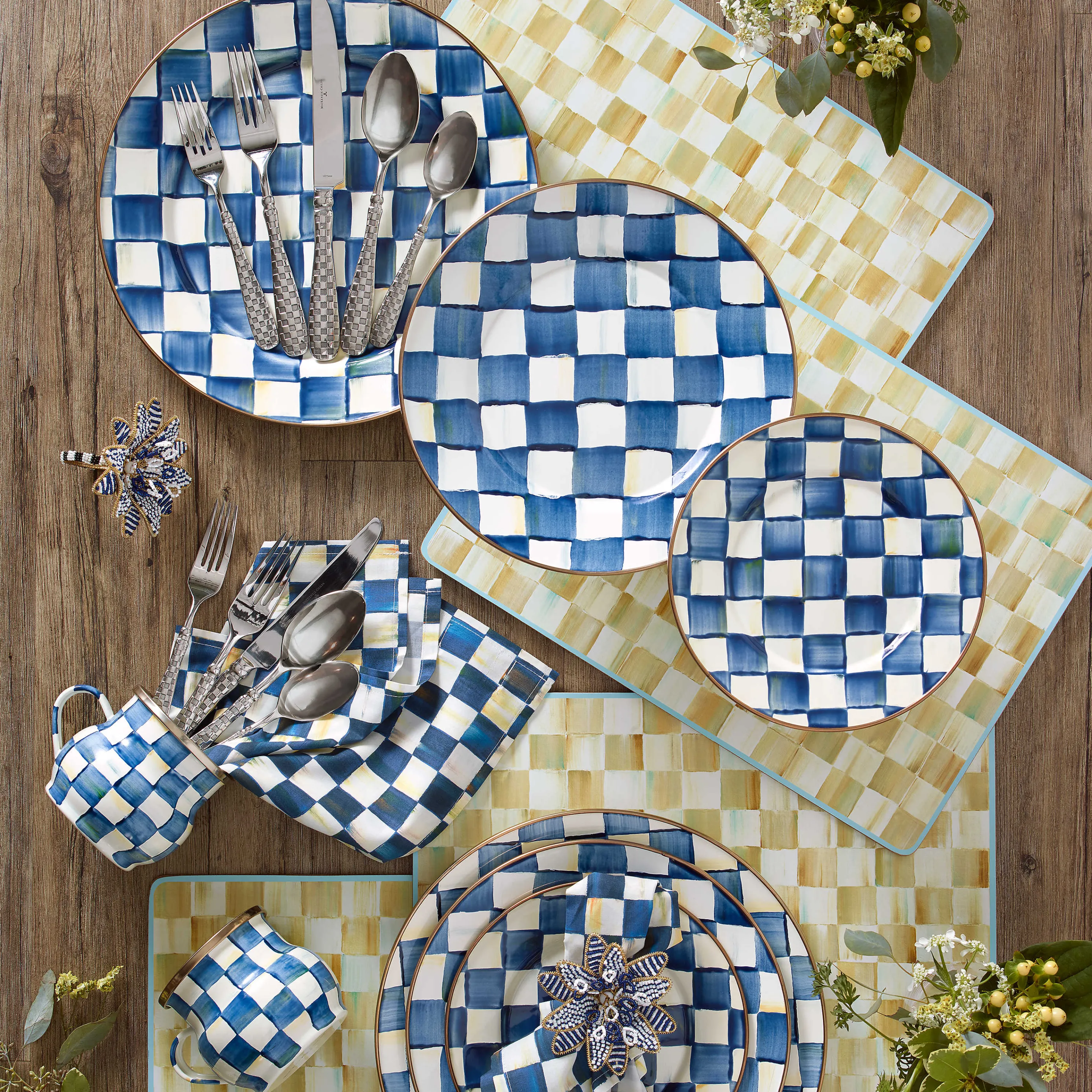 Royal Check Enamel Salad/Dessert Plate