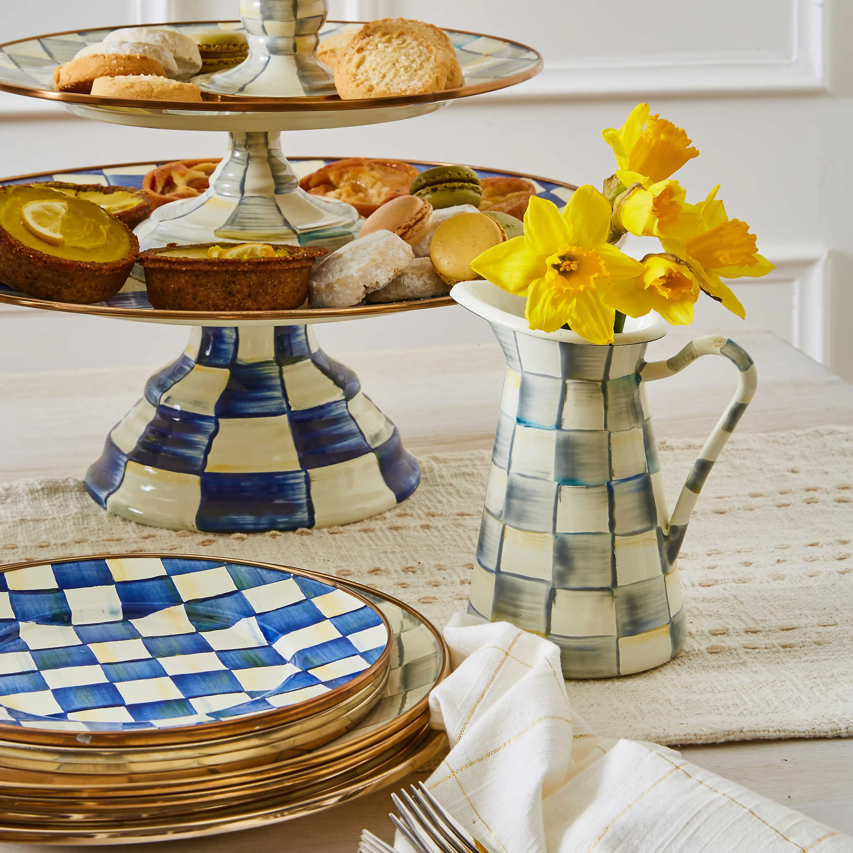 Royal Check Enamel Salad/Dessert Plate