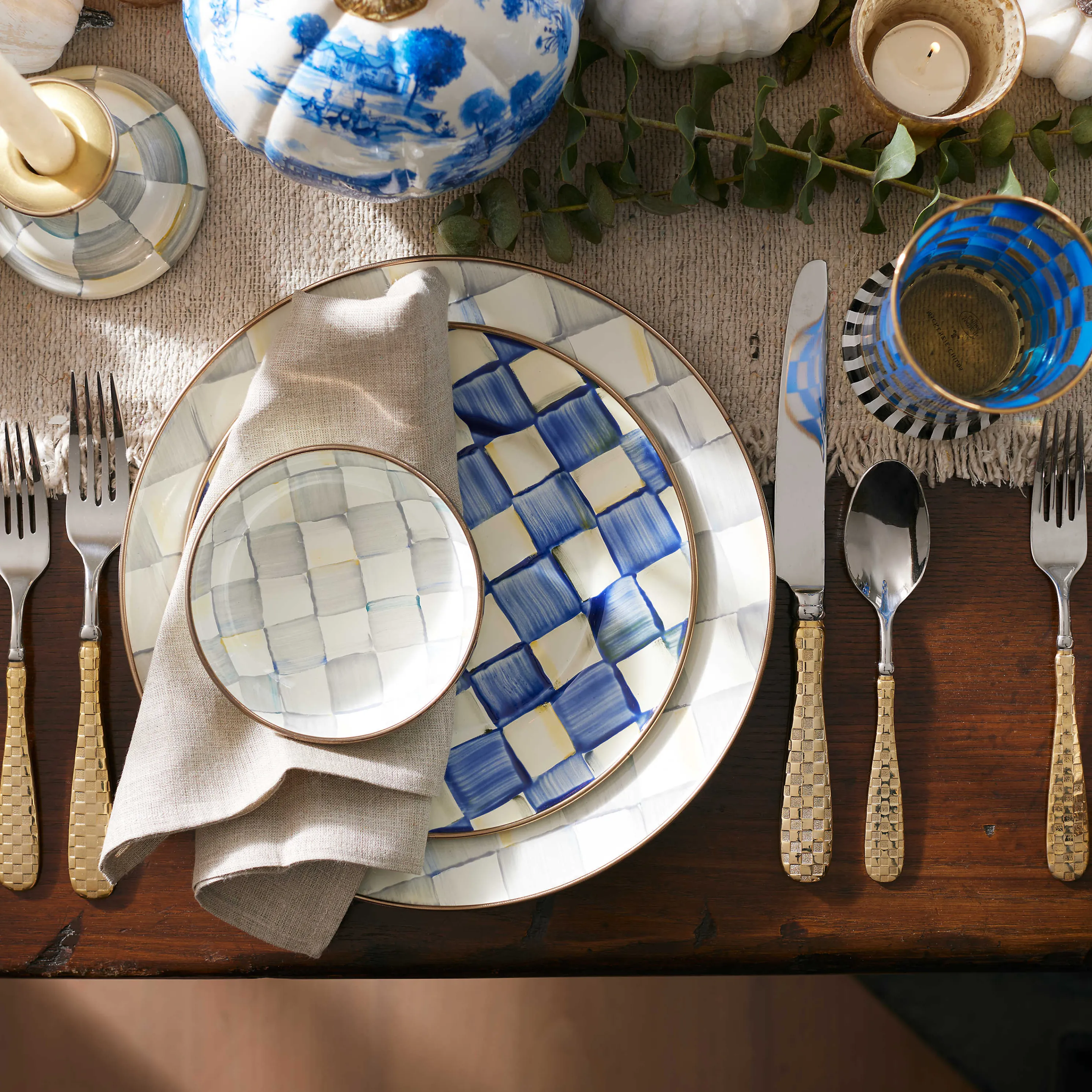 Royal Check Enamel Salad/Dessert Plate