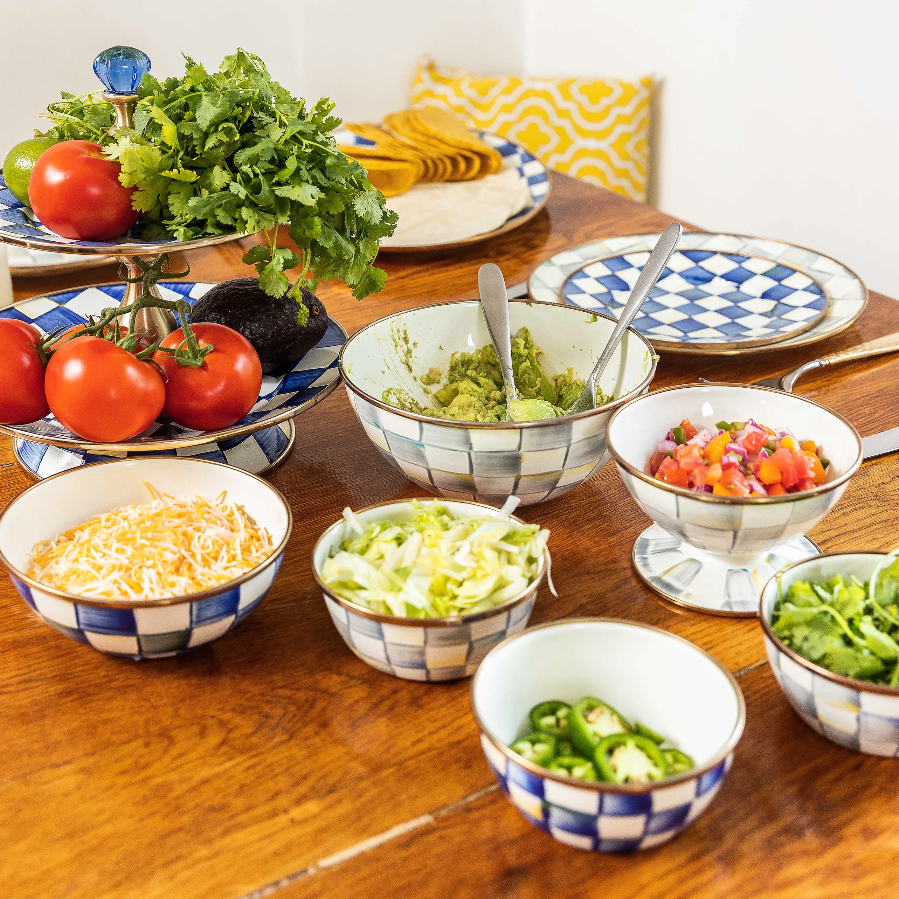 Royal Check Enamel Pinch Bowl