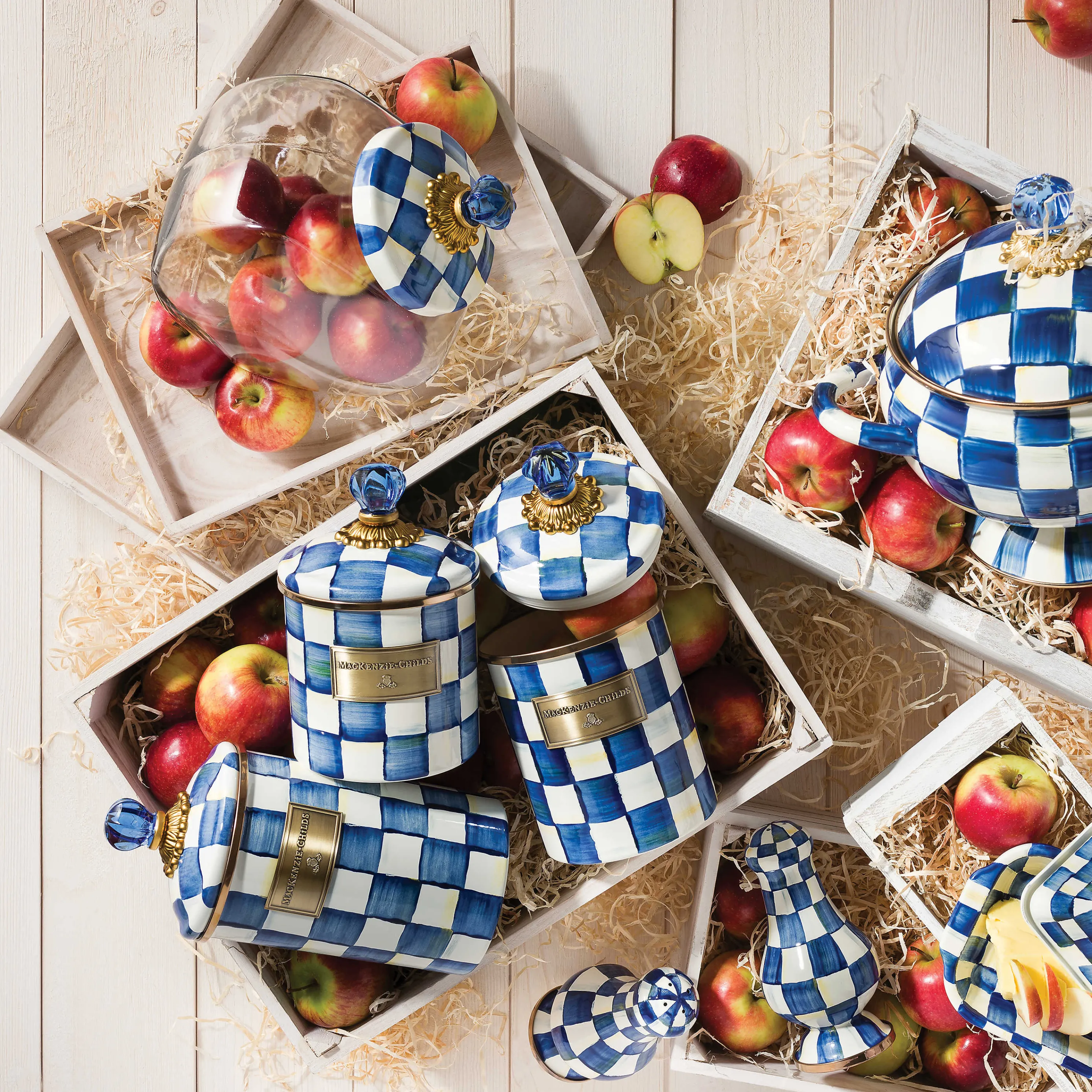 Royal Check Enamel Canister - Small