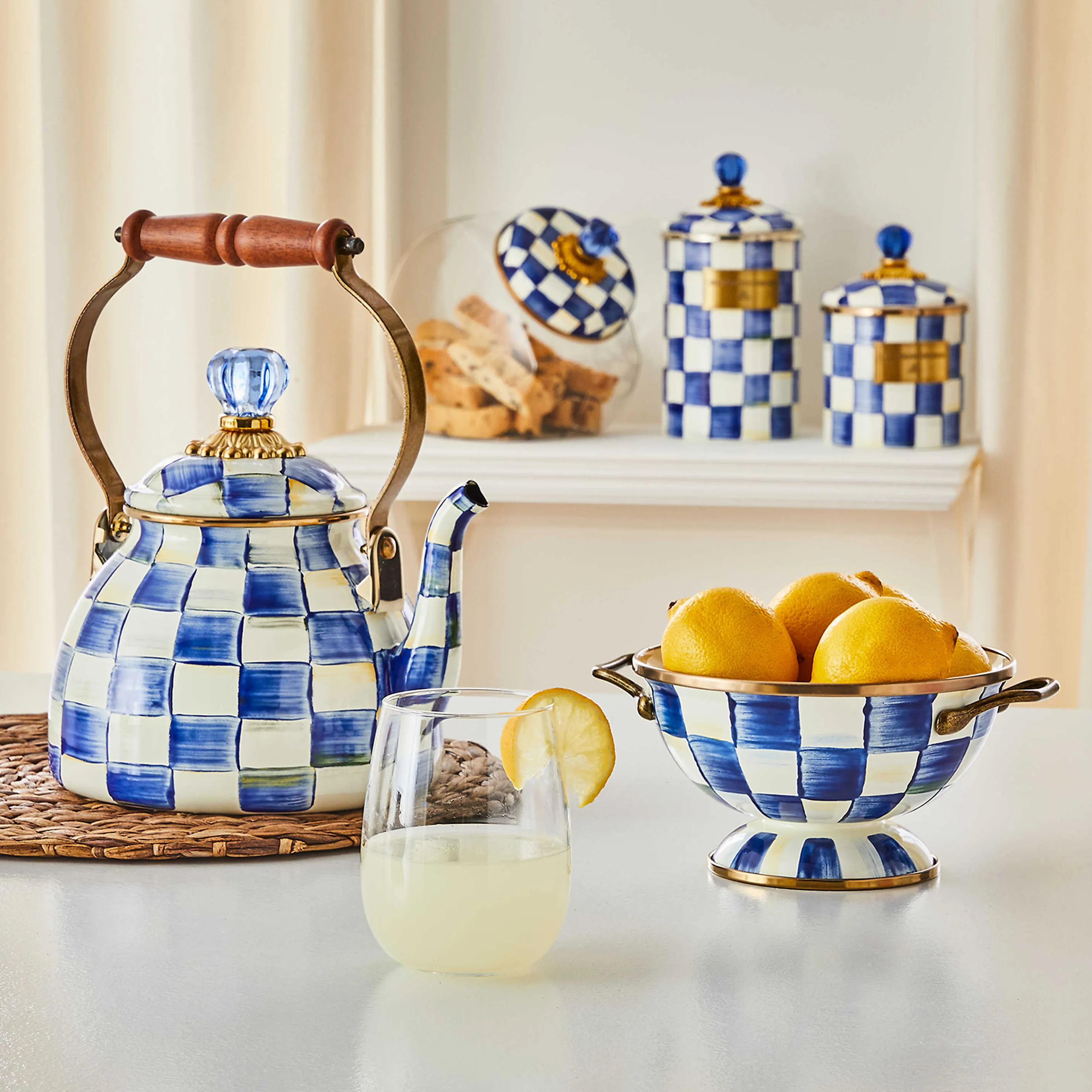 Royal Check Enamel Canister - Small