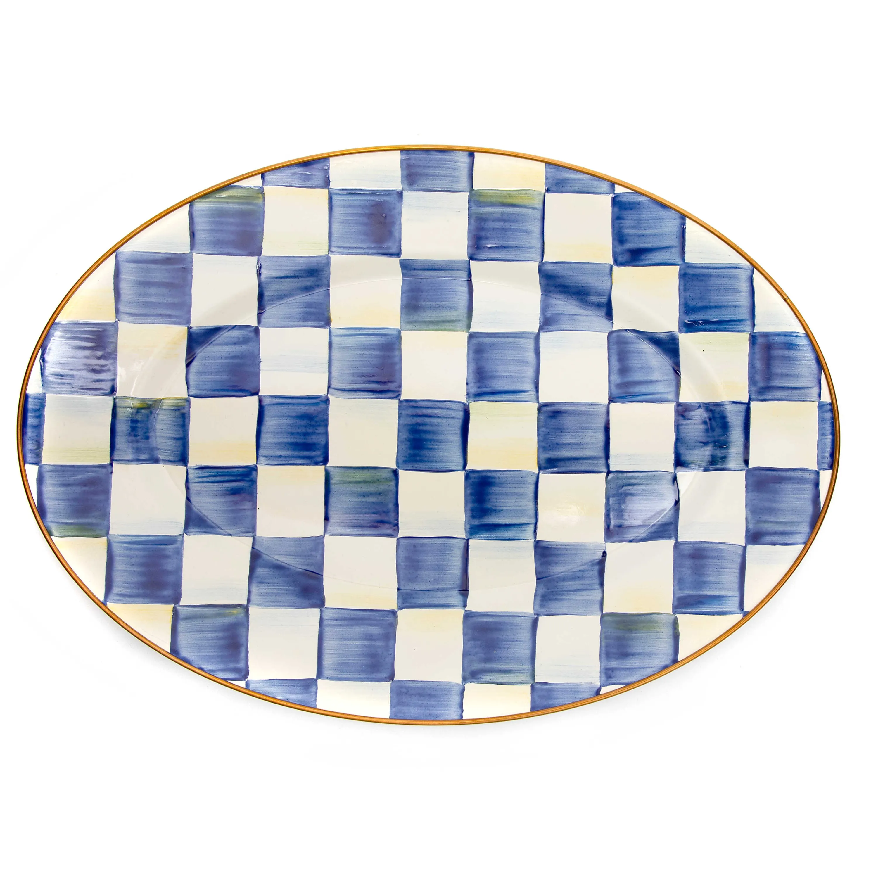Royal Check Enamel Oval Platter - Small