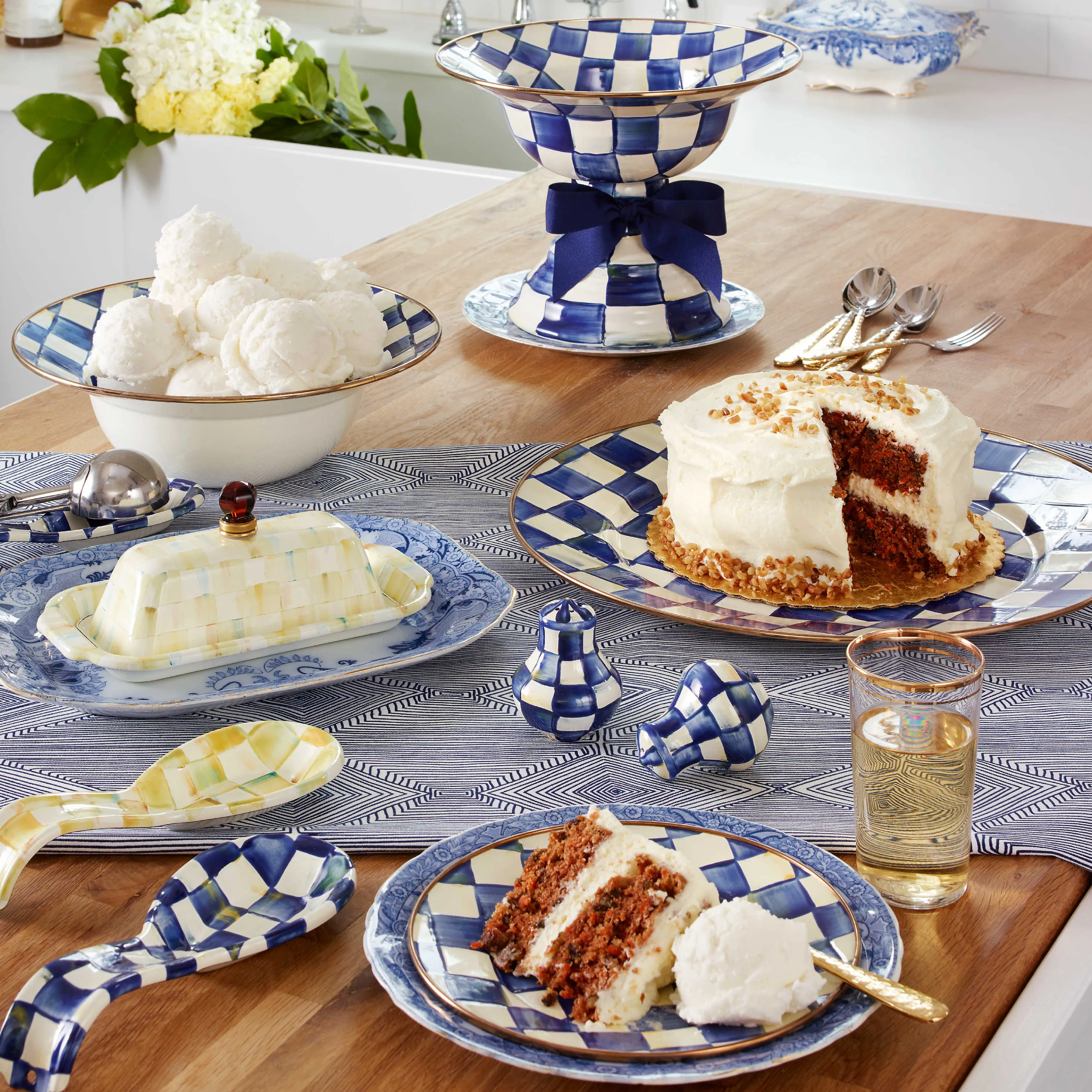 Royal Check Enamel Salt & Pepper Shakers