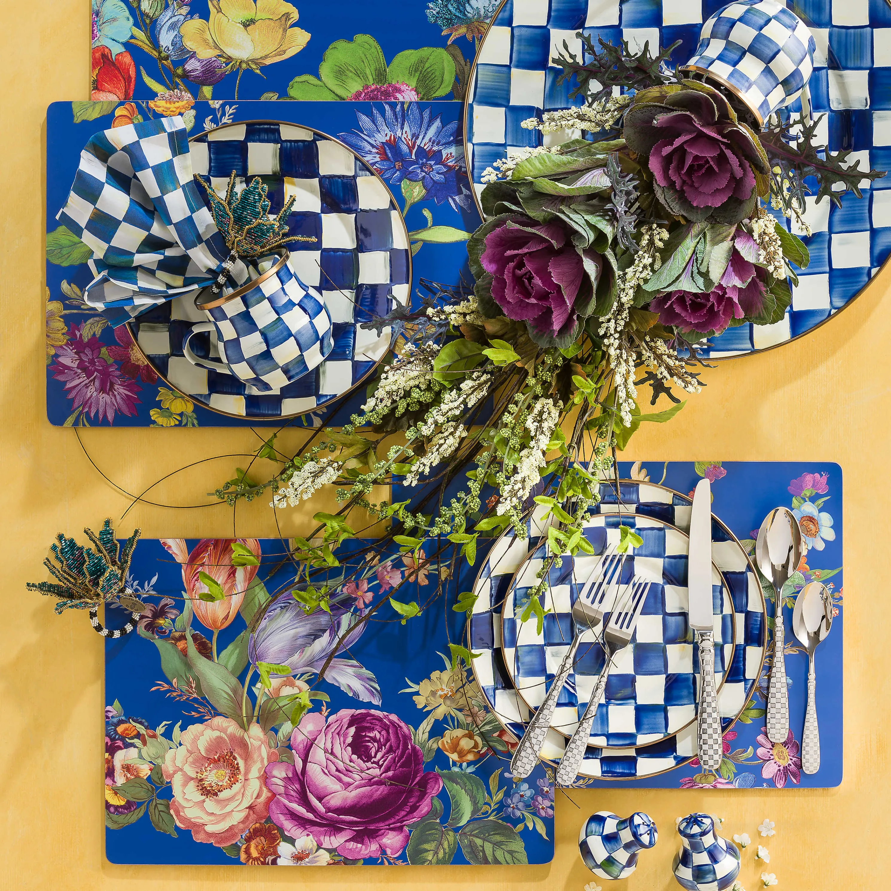 Royal Check Enamel Salt & Pepper Shakers