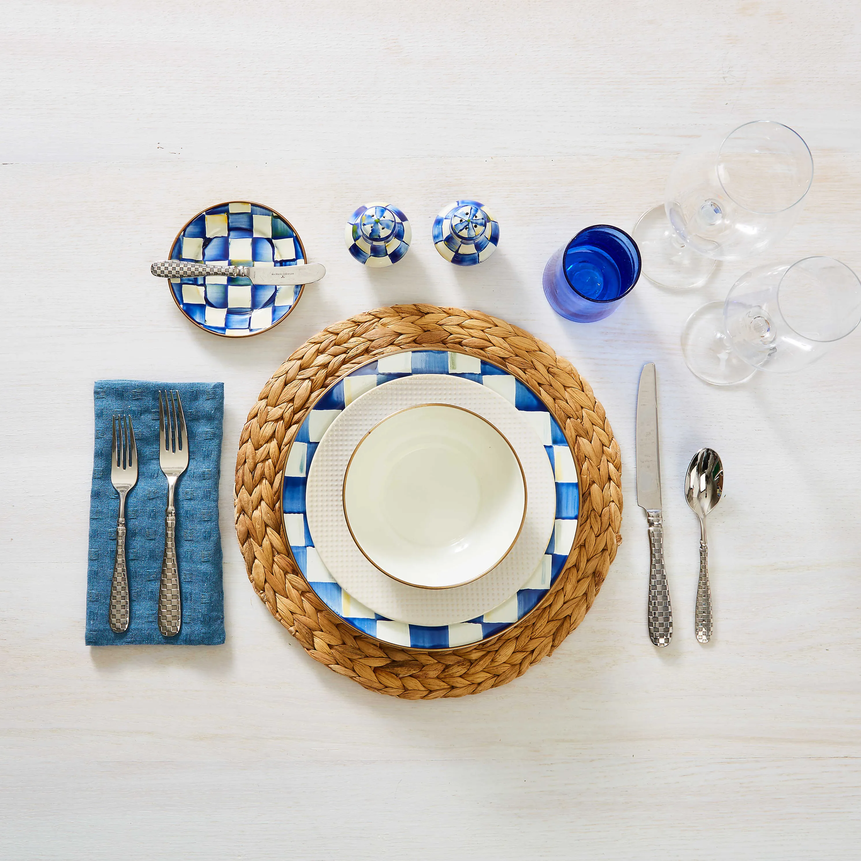 Royal Check Enamel Salt & Pepper Shakers