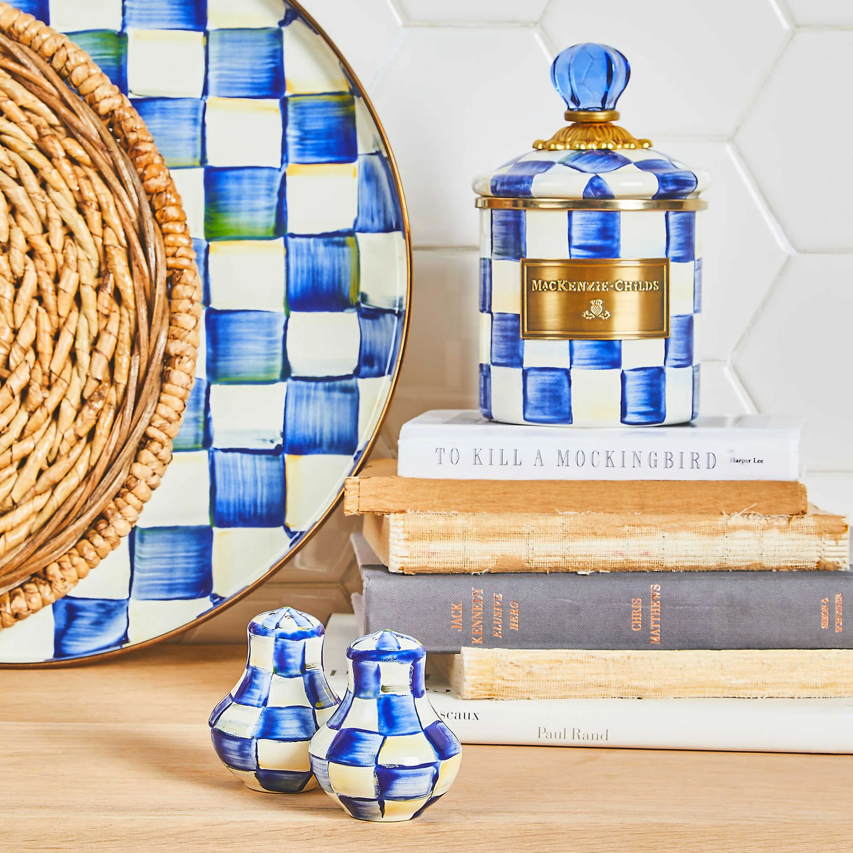 Royal Check Enamel Salt & Pepper Shakers