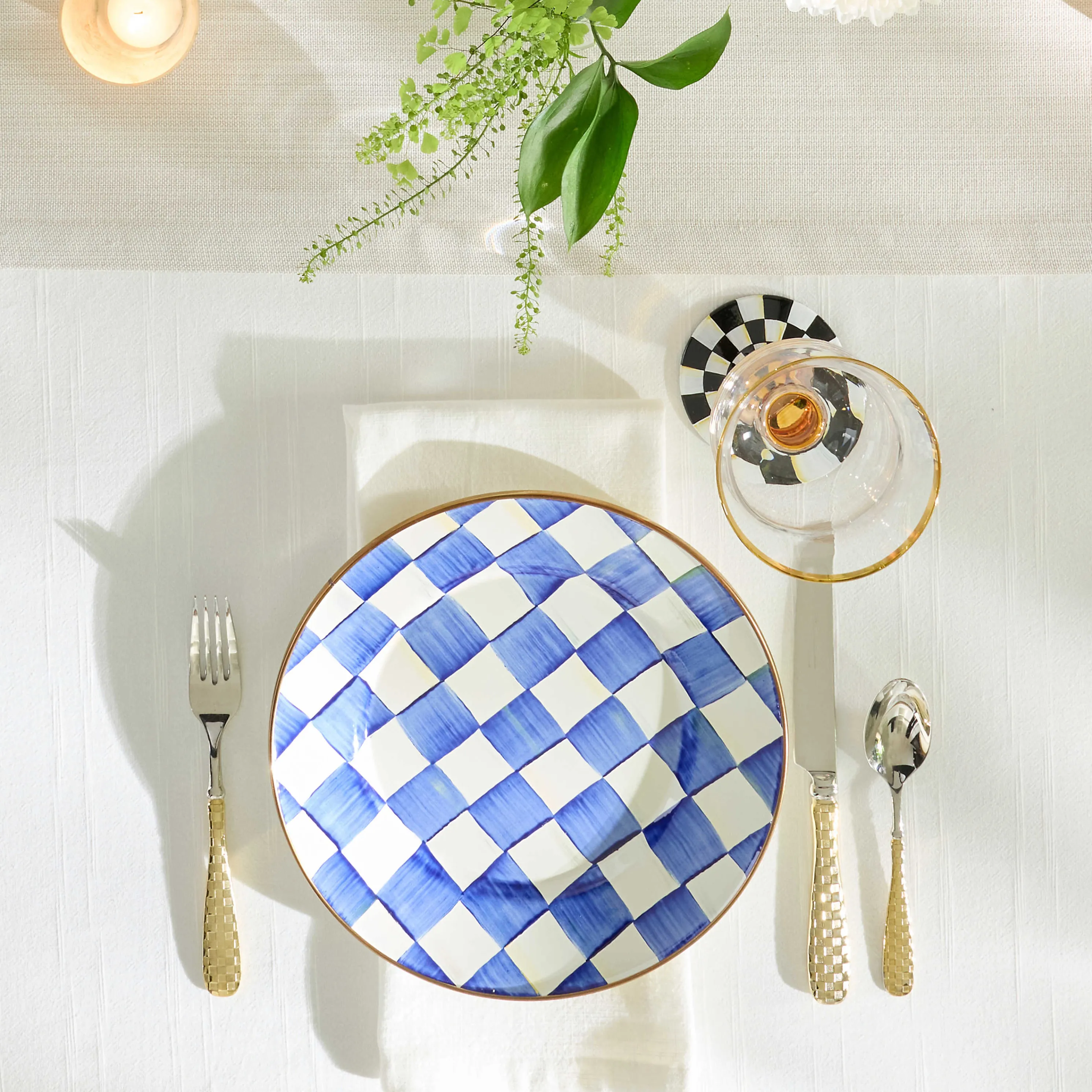 Royal Check Enamel Dinner Plate