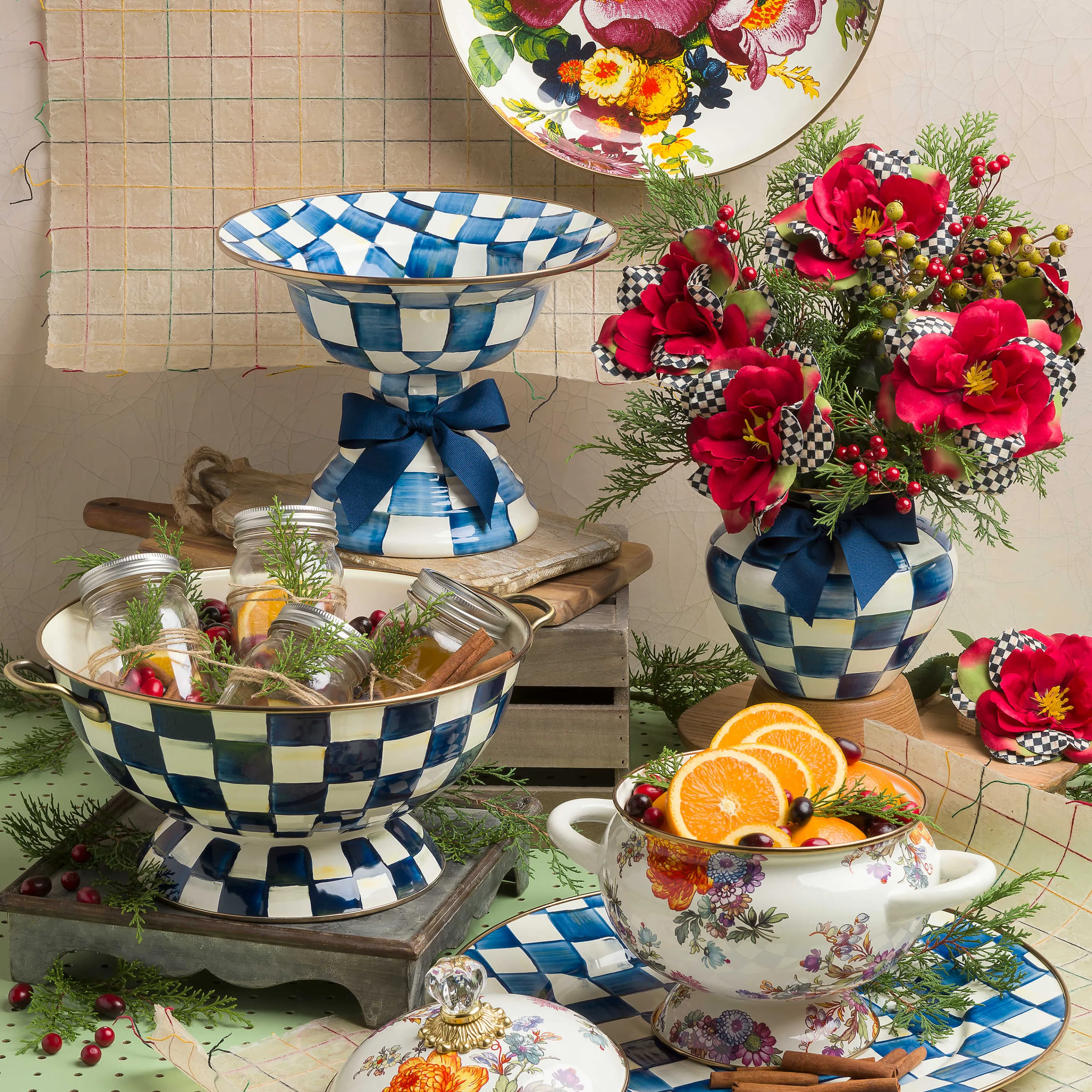 Royal Check Enamel Serving Platter