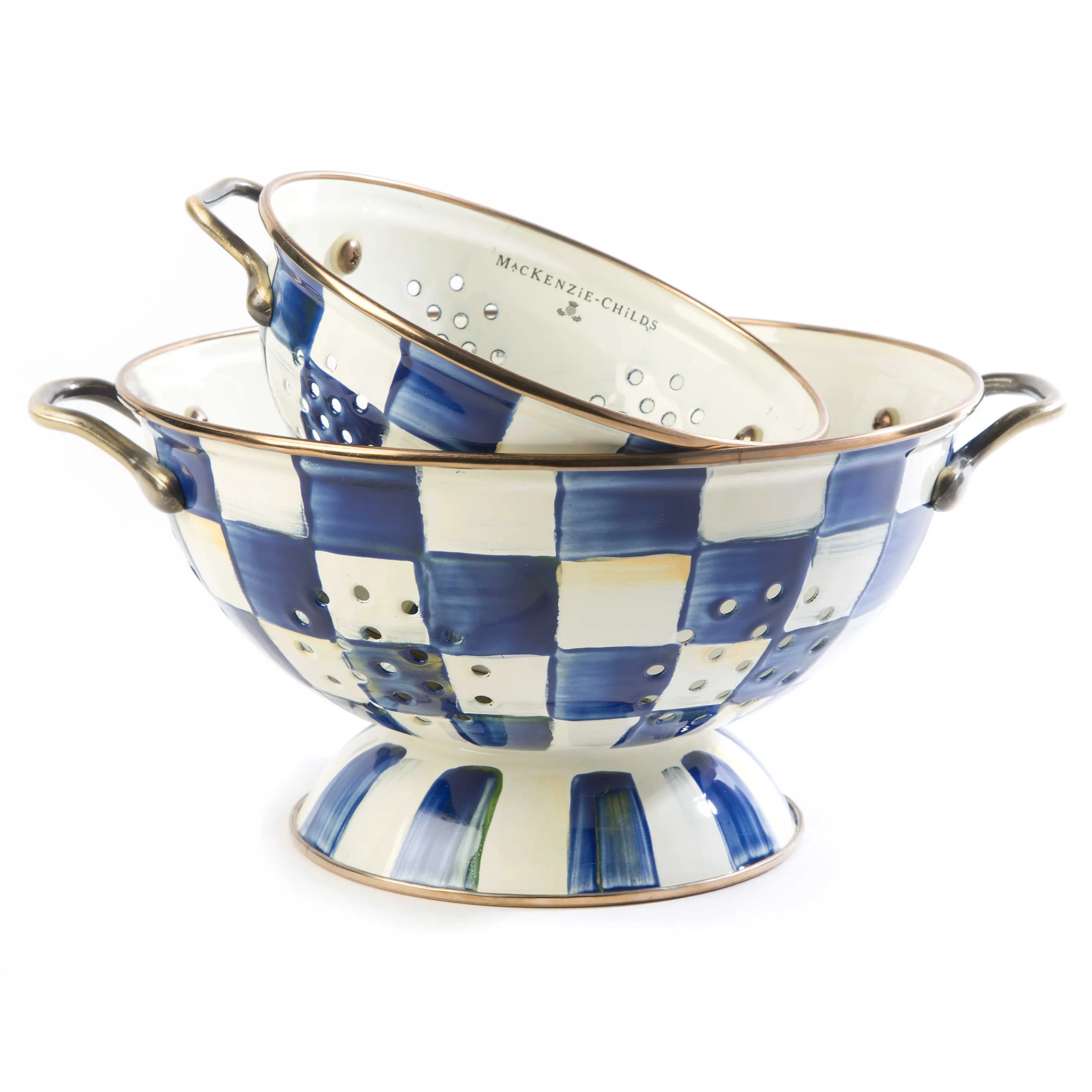 Royal Check Enamel Colander - Large