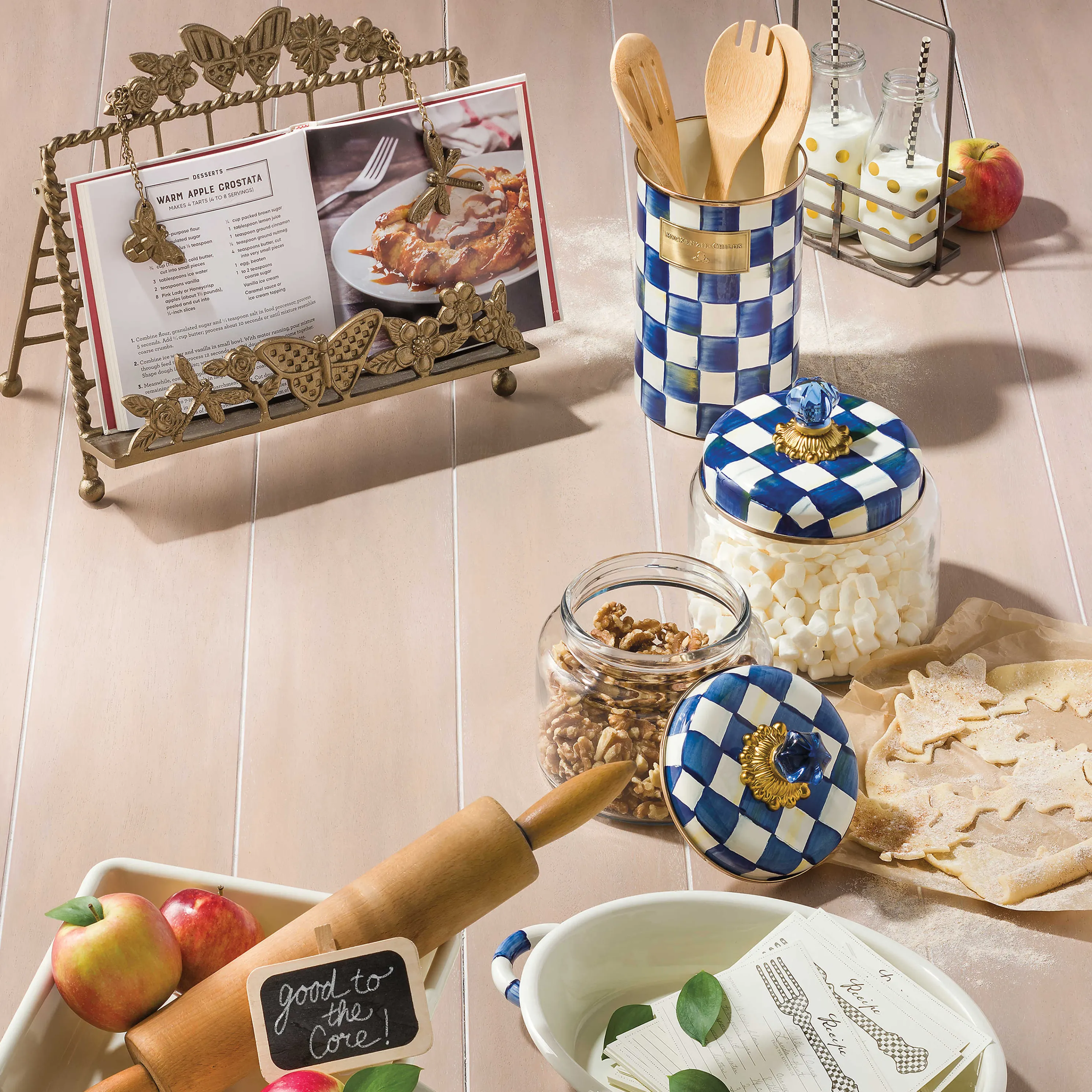 Royal Check Enamel Utensil Holder