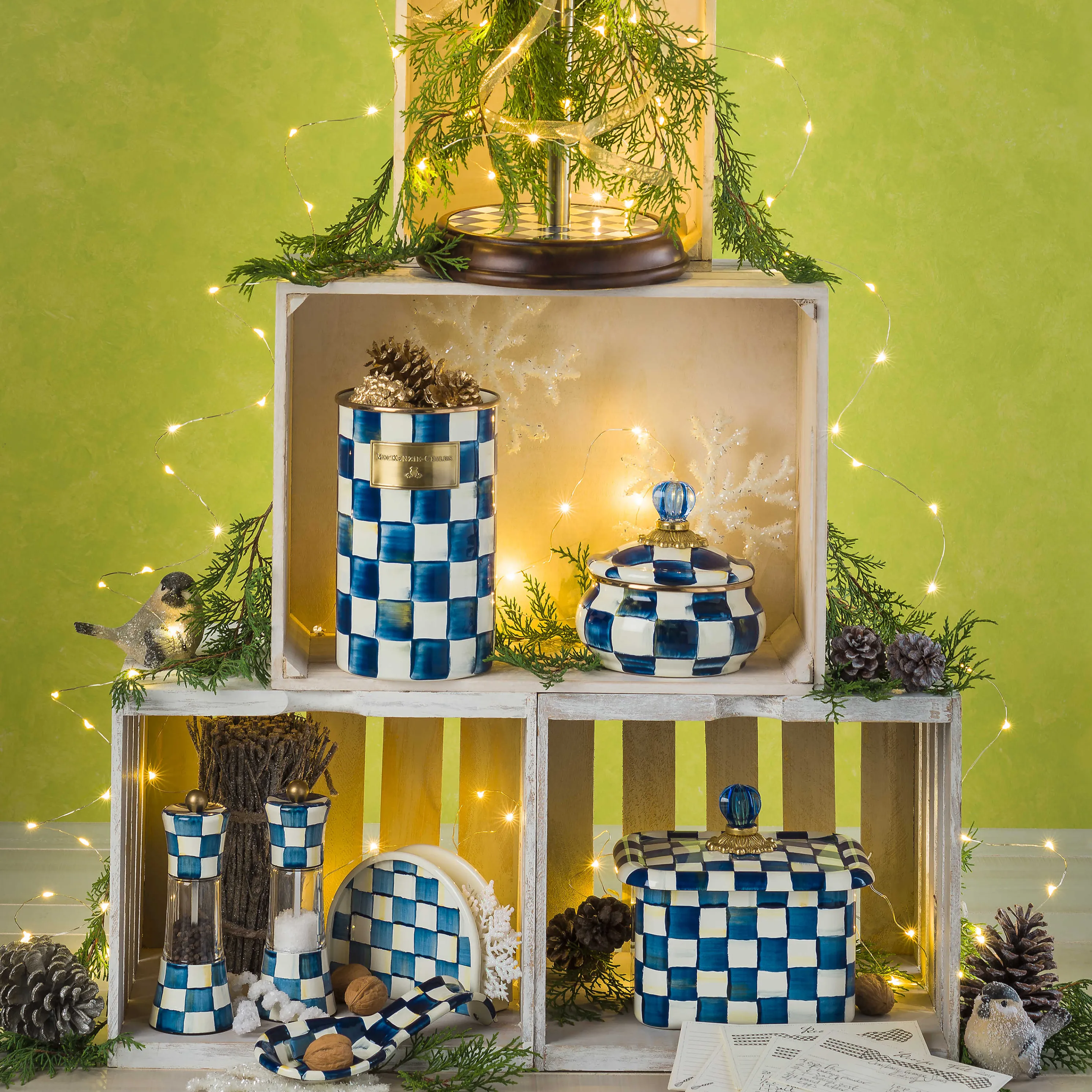 Royal Check Enamel Utensil Holder