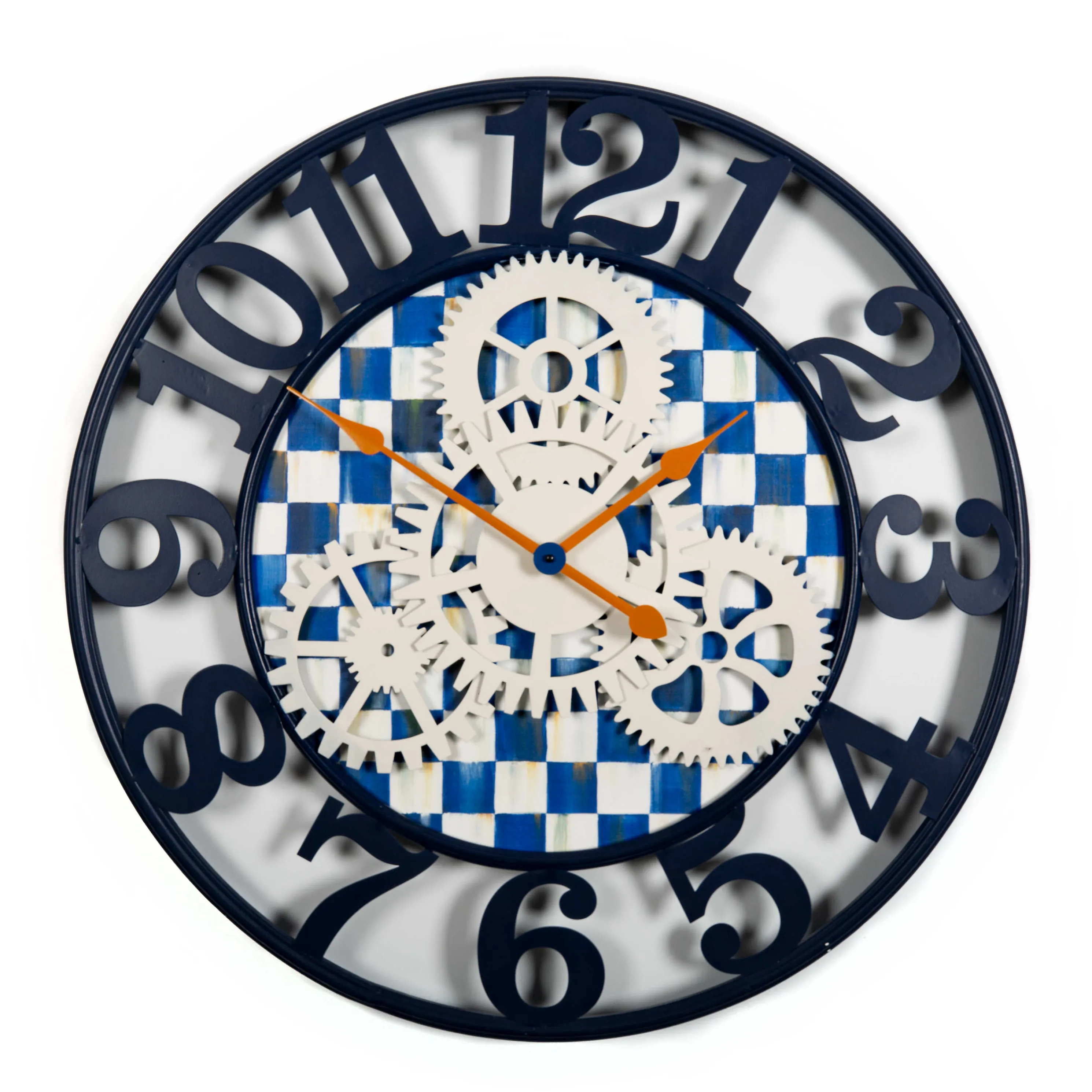 Royal Check Farmhouse Wall Clock - Large