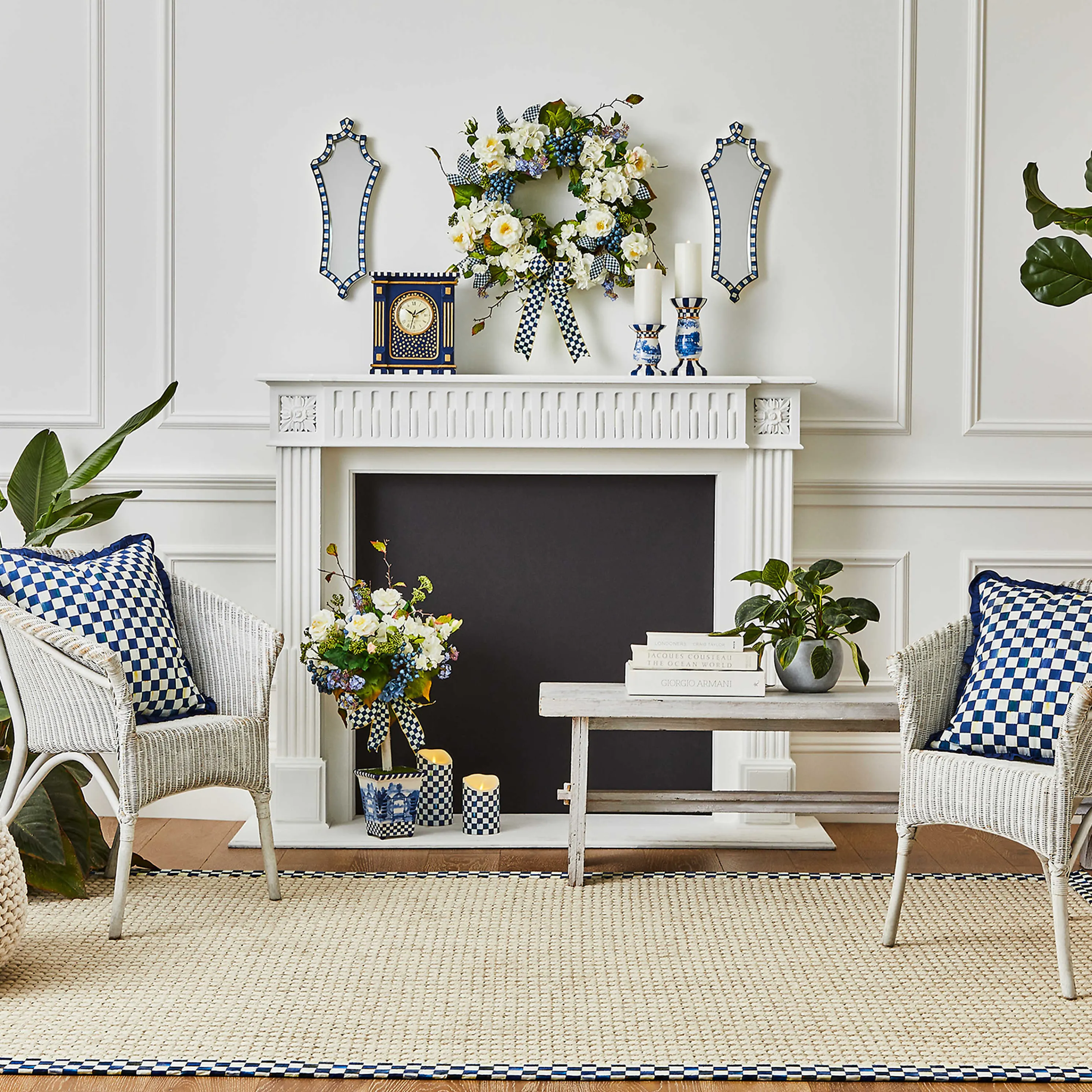 Royal Check Ruffled Square Pillow