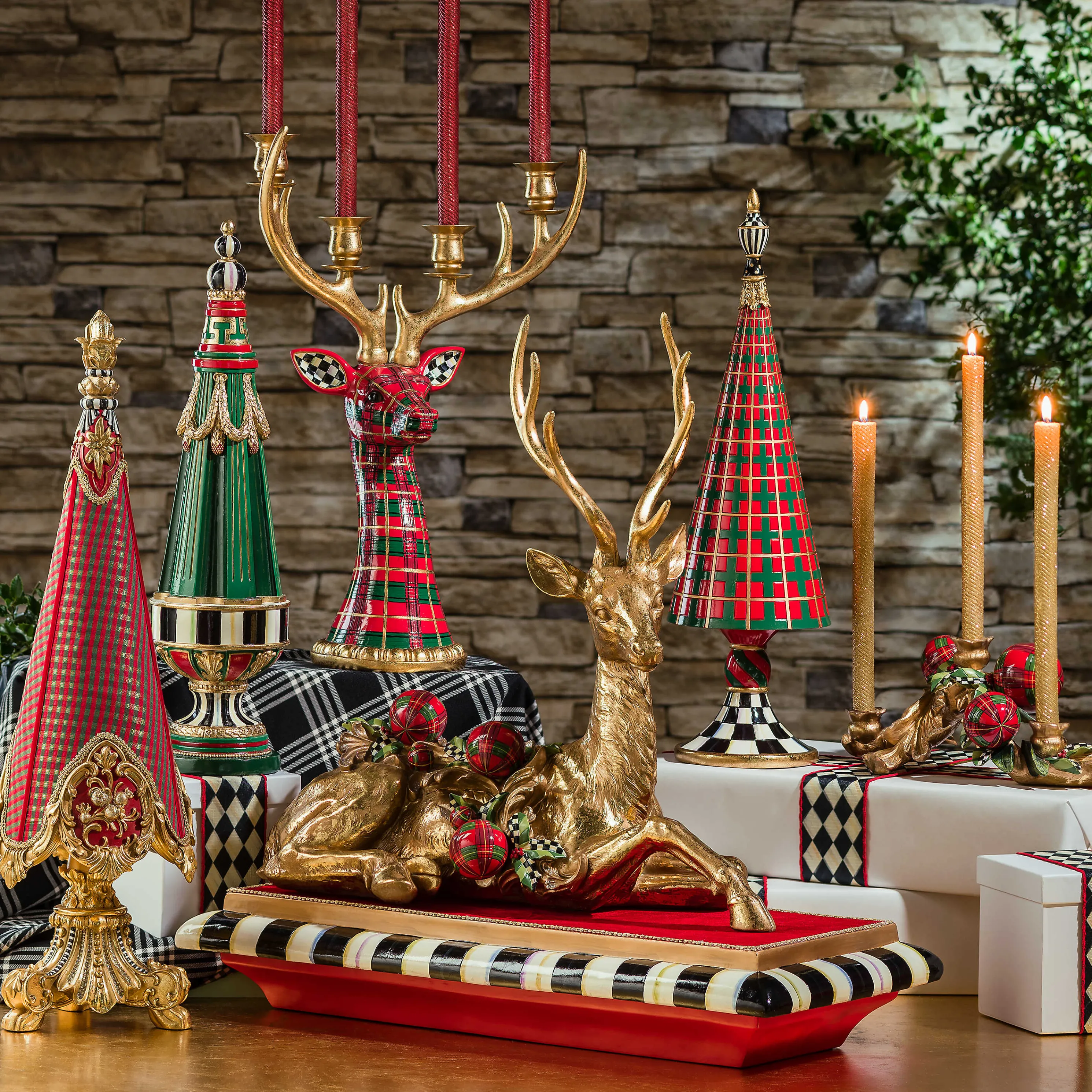 Shimmer Dinner Candles - Gold - Set Of 2