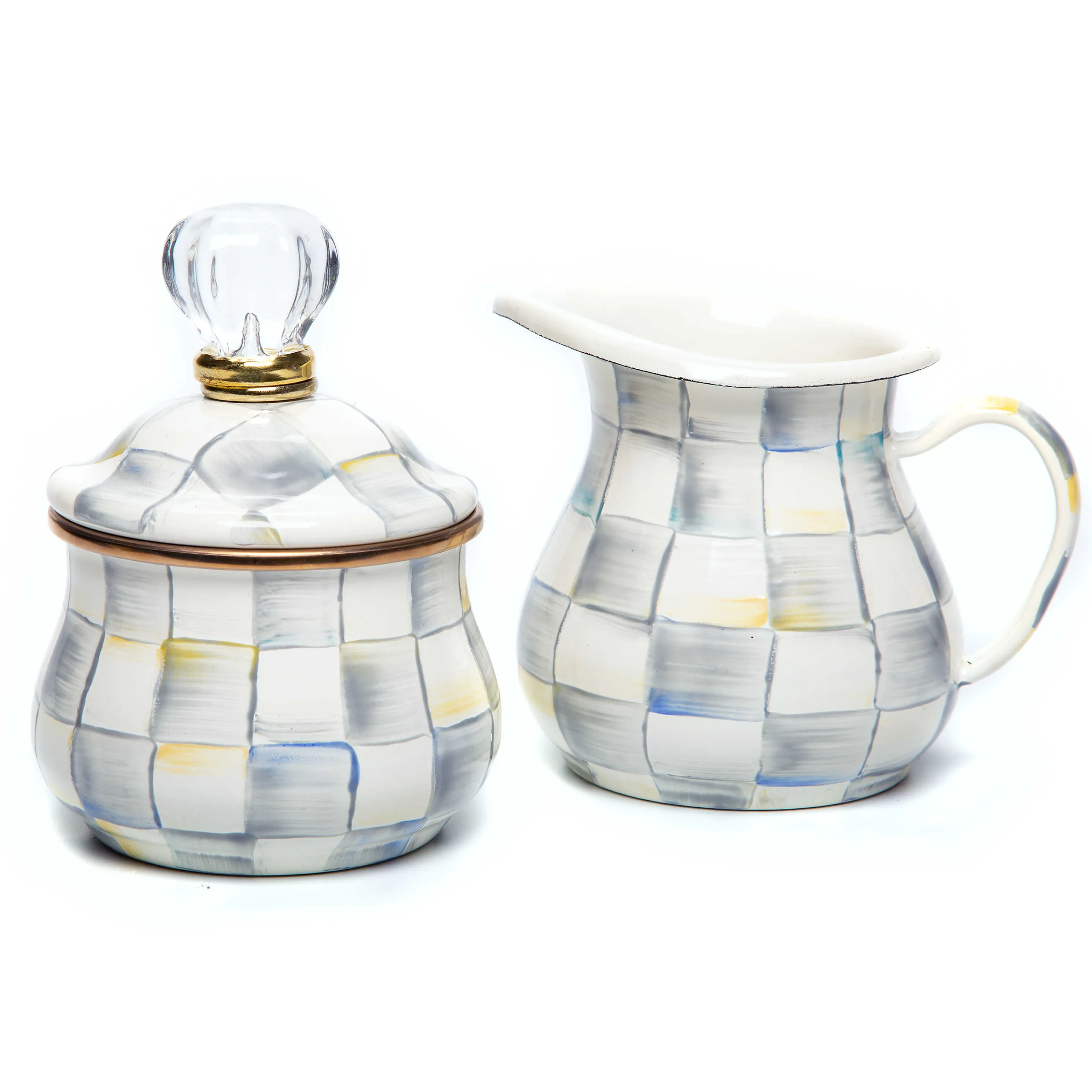 Sterling Check Enamel Creamer