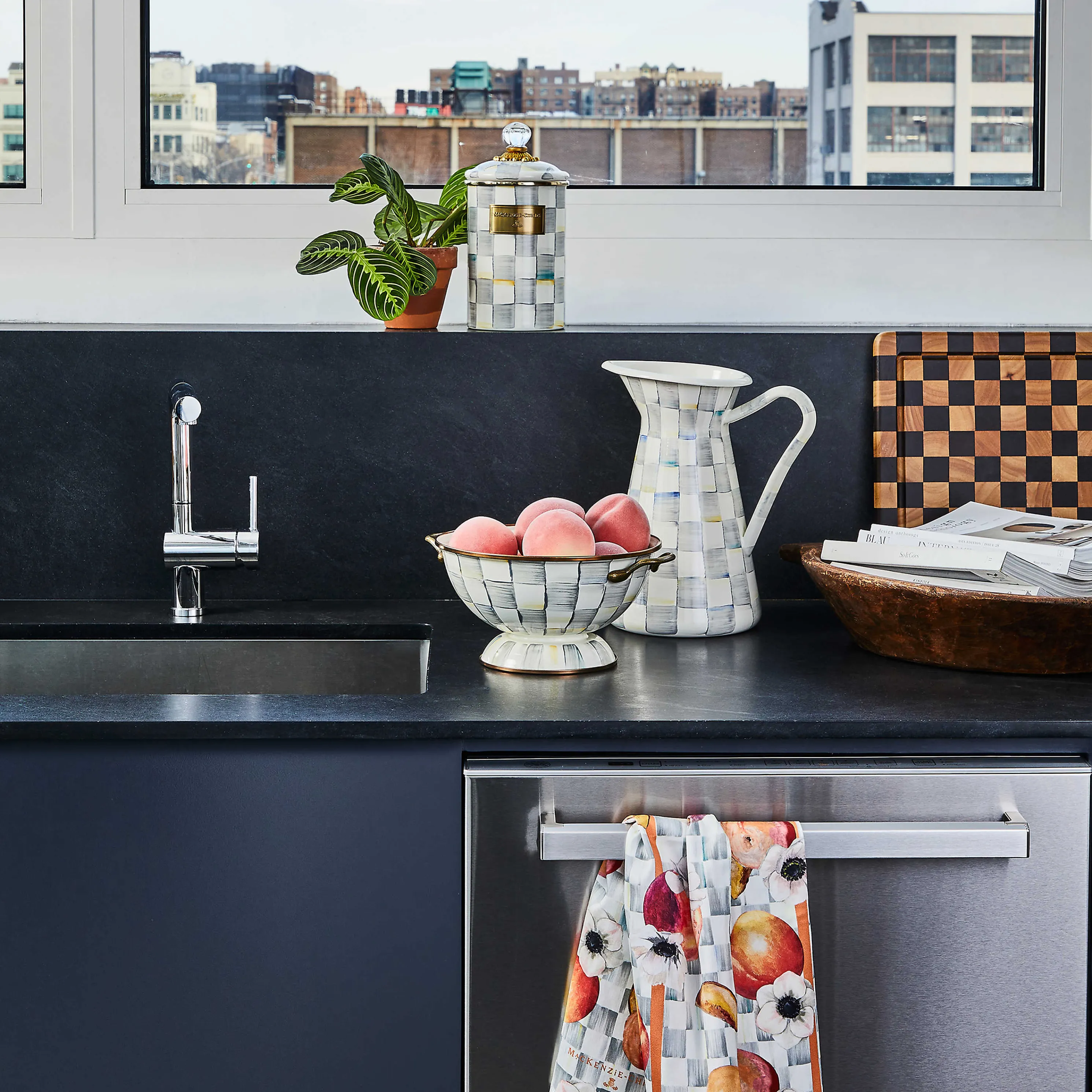 Sterling Check Enamel Almost Everything Bowl