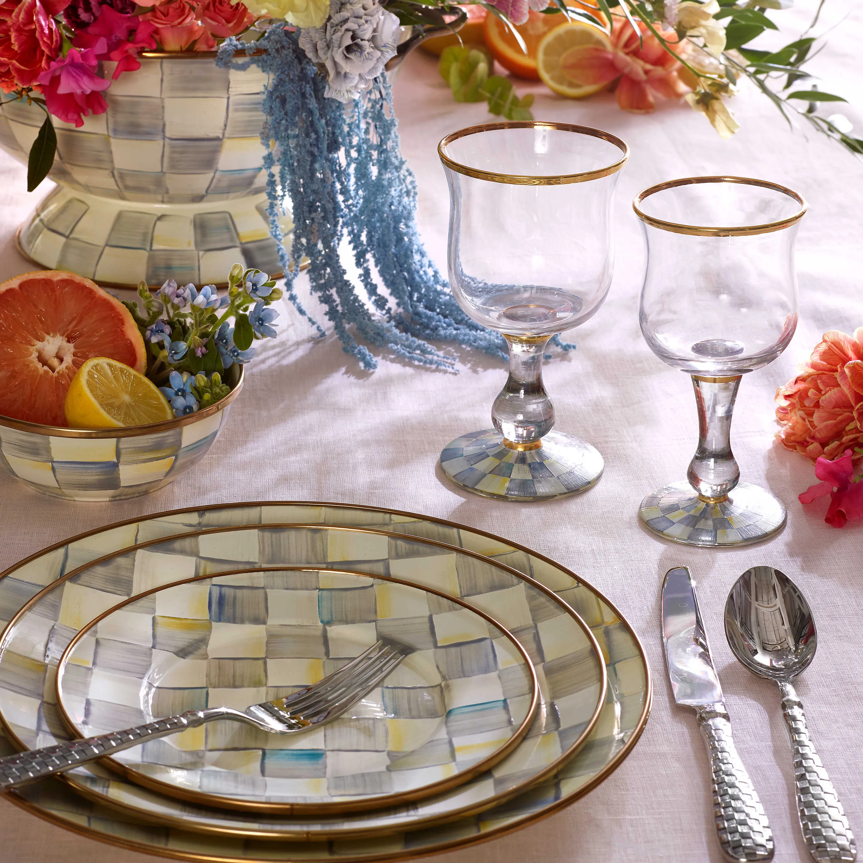 Sterling Check Enamel Everything Bowl