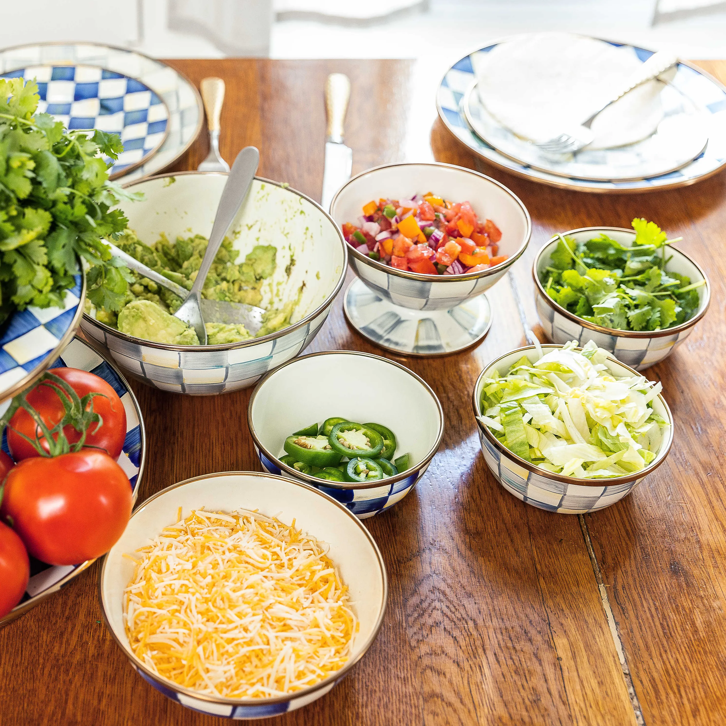 Sterling Check Enamel Ice Cream Dish