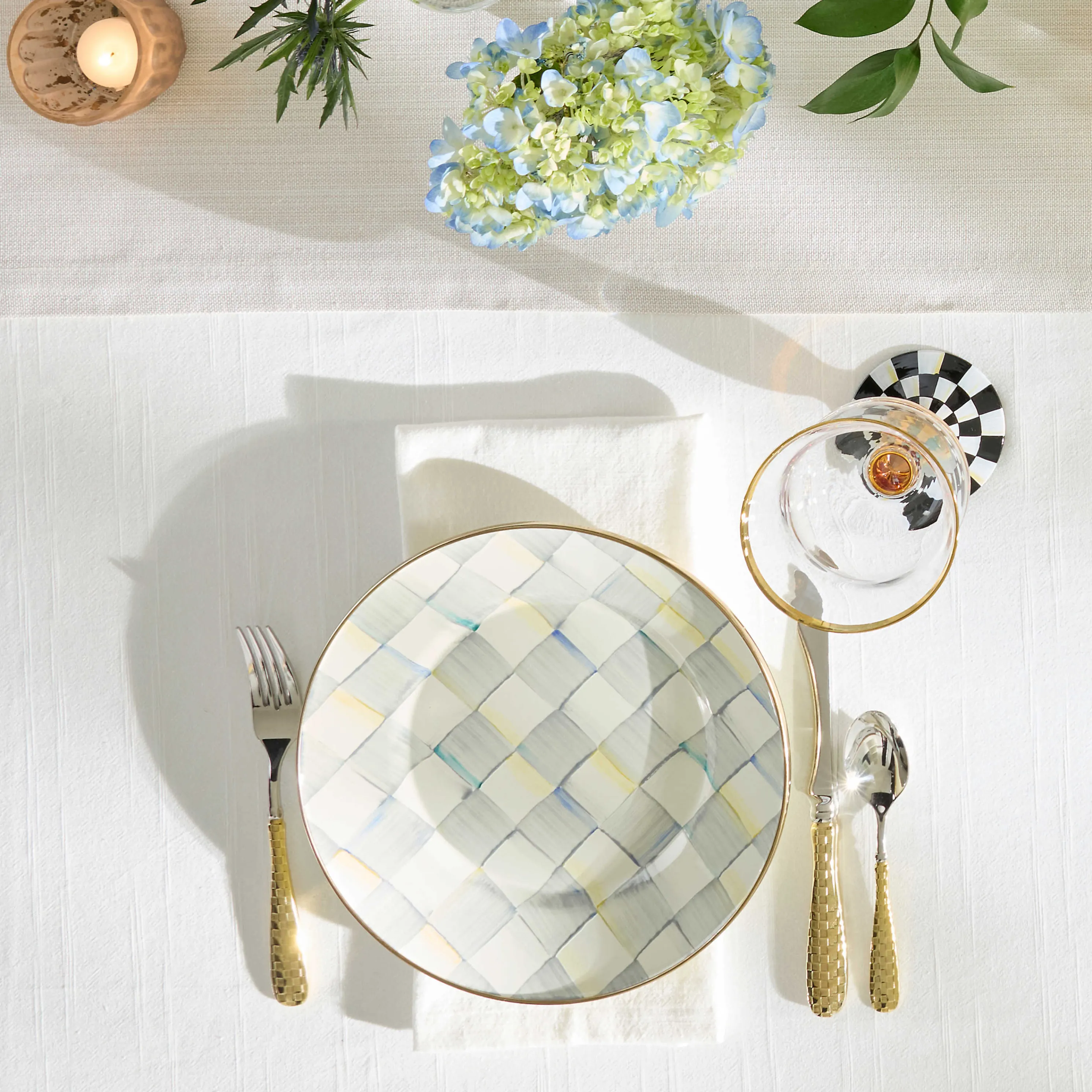 Sterling Check Enamel Dinner Plate